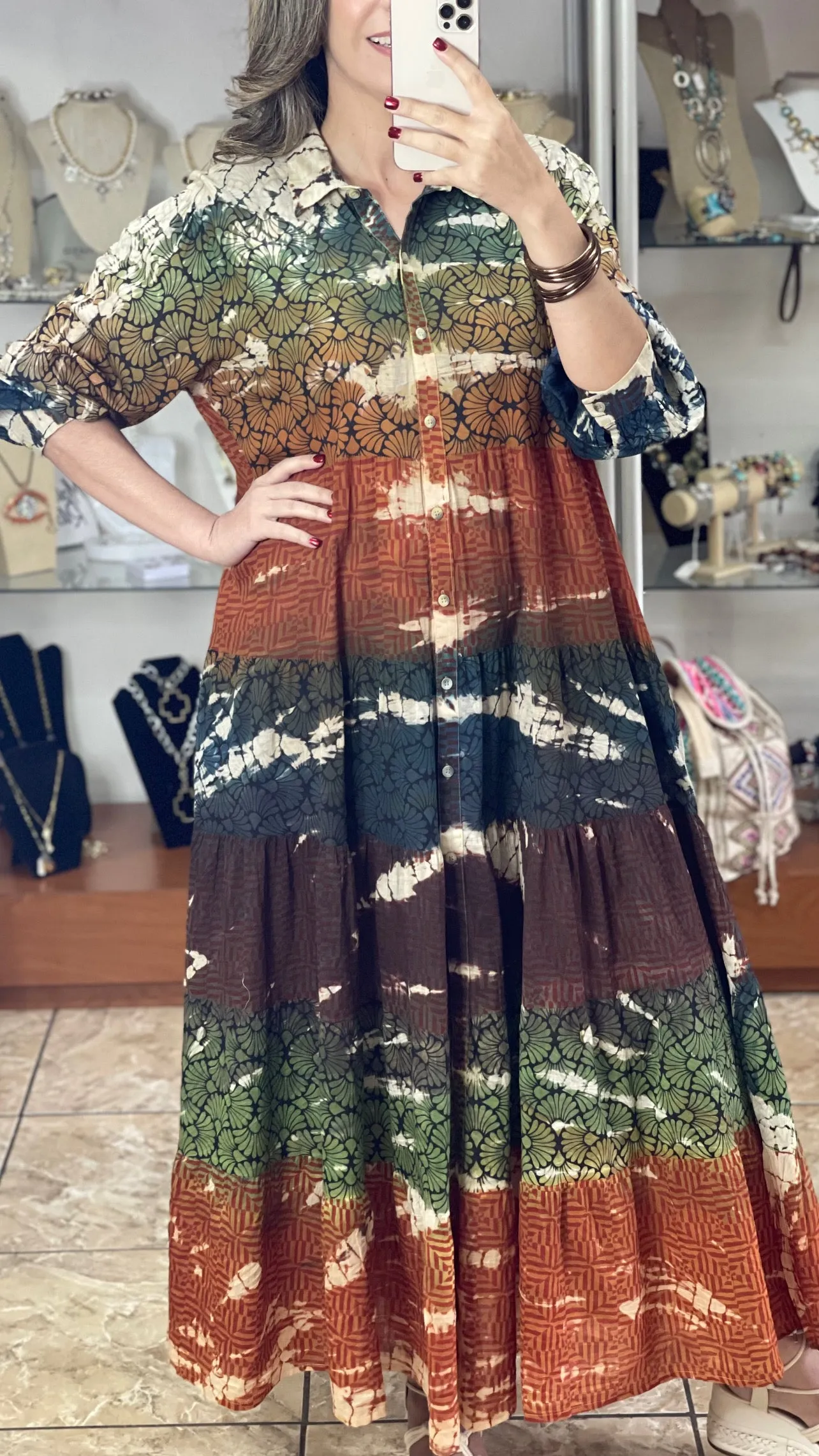 Earthy Tones OS Maxi Dress