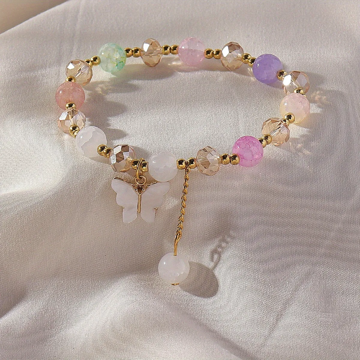 Elegant Butterfly Pendant Bracelet with Y2K Style Beads