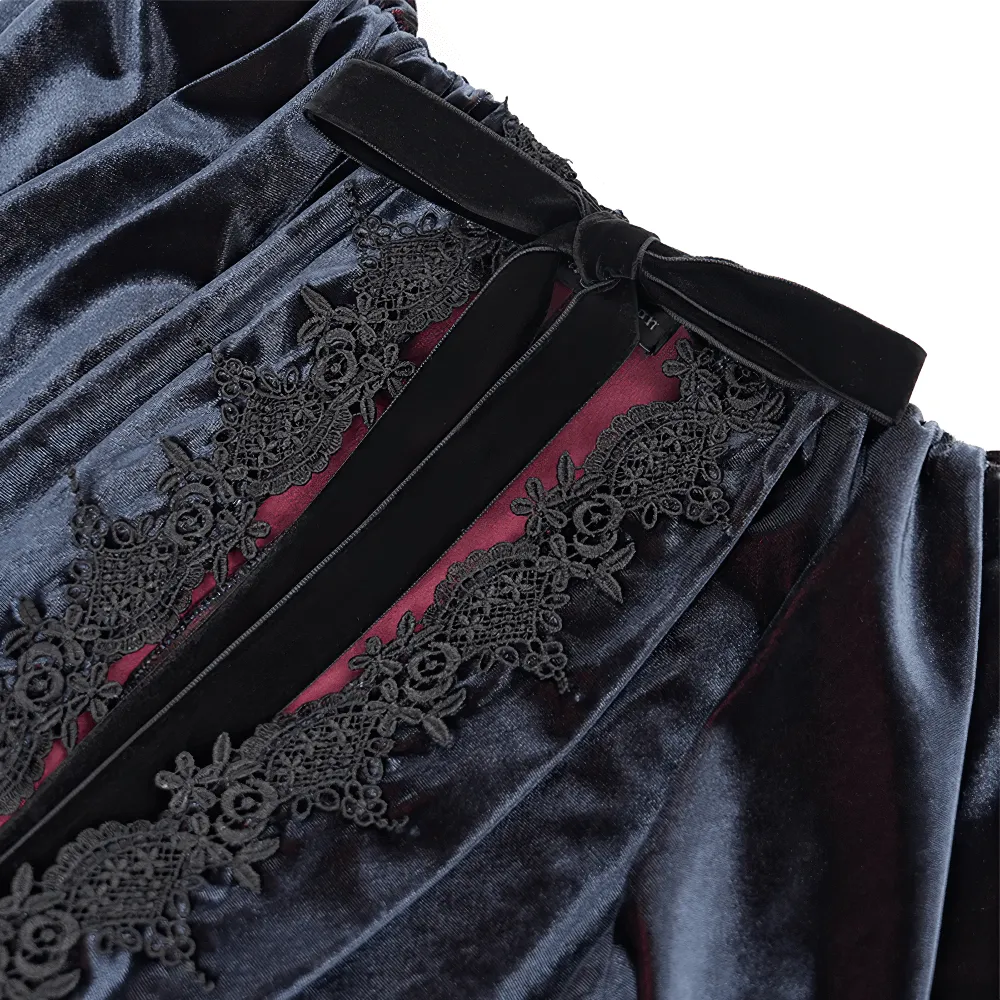 Elegant Velvet Gothic Vampire Cape with Lace Detailing