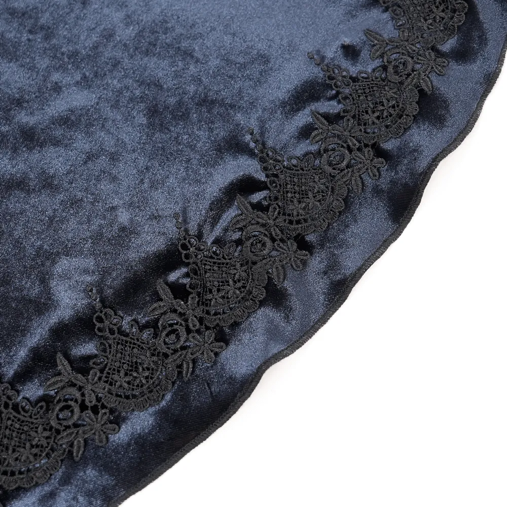 Elegant Velvet Gothic Vampire Cape with Lace Detailing