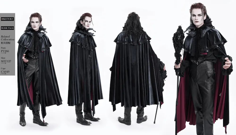 Elegant Velvet Gothic Vampire Cape with Lace Detailing