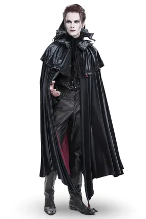 Elegant Velvet Gothic Vampire Cape with Lace Detailing