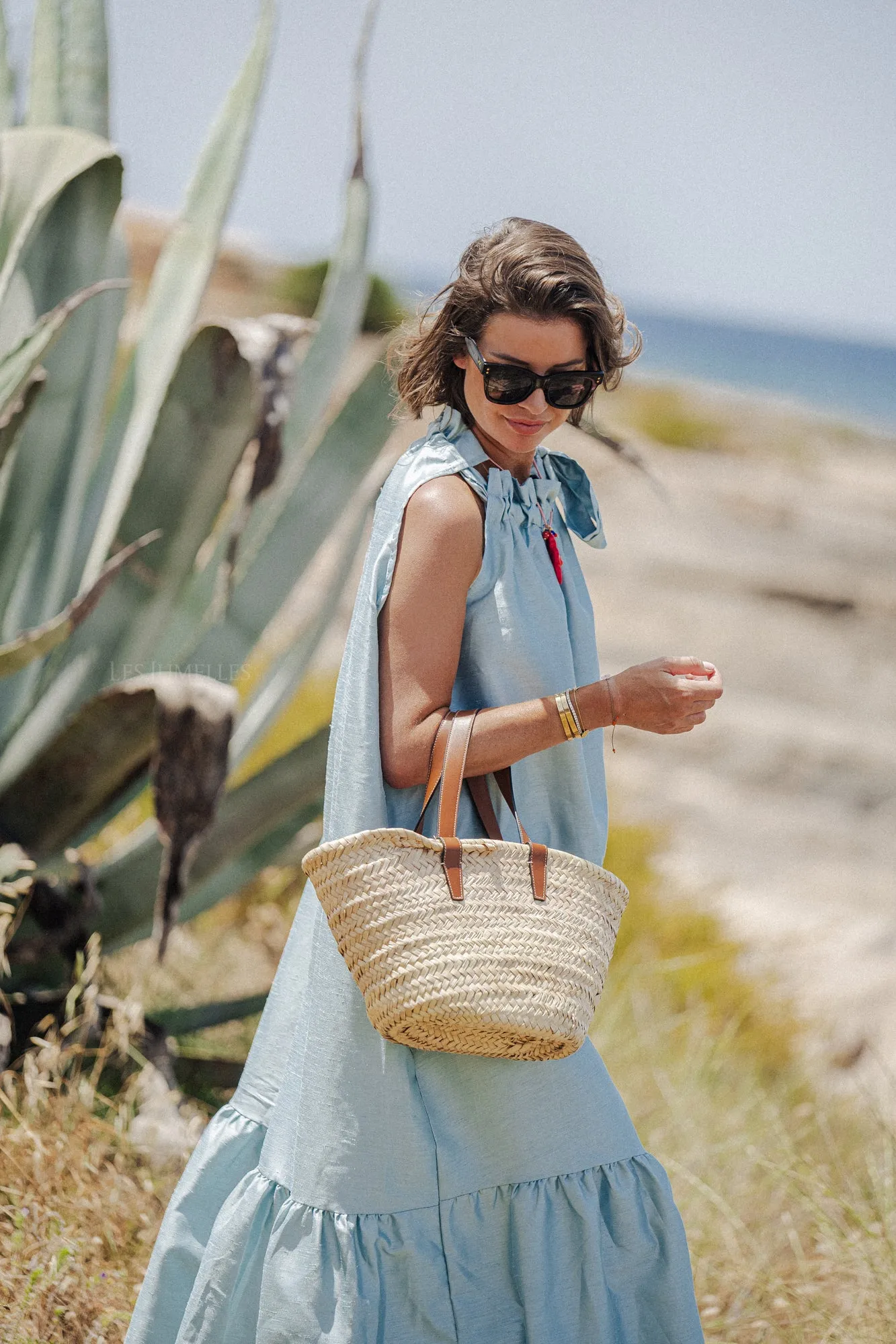 Ella halterneck maxi dress dusty blue