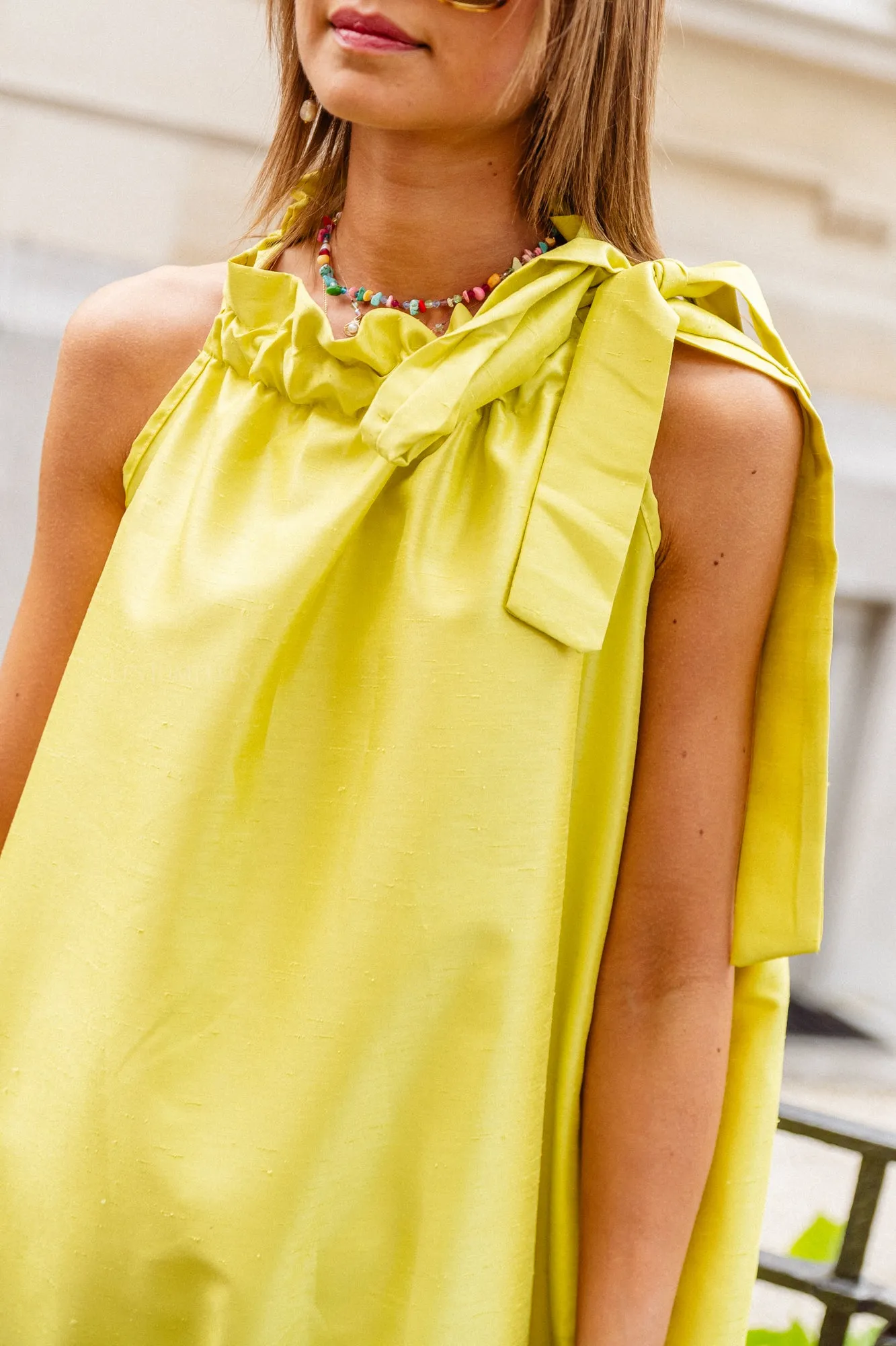 Ella halterneck maxi dress lime