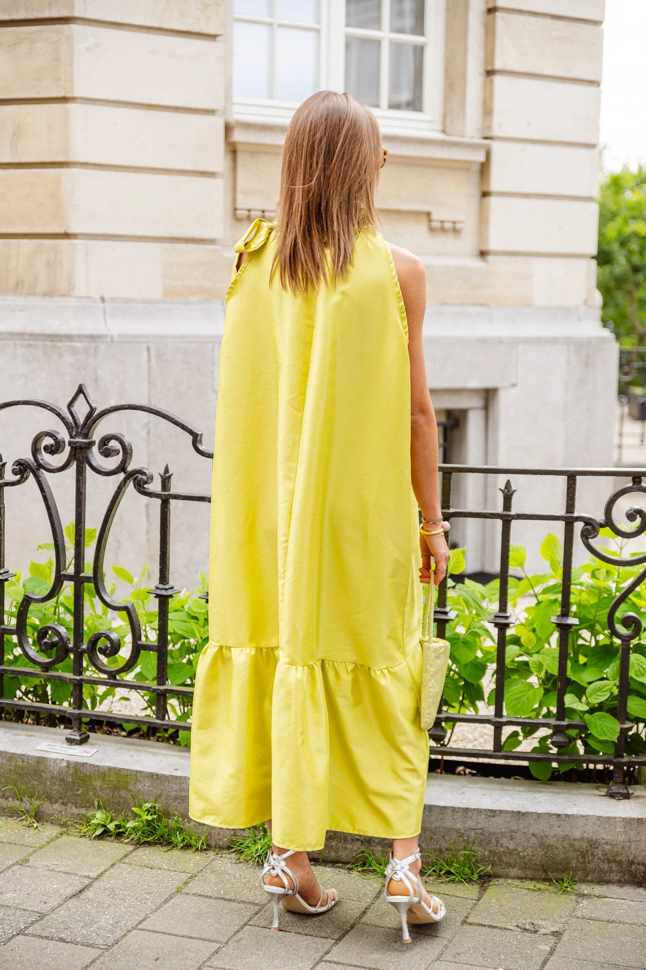 Ella halterneck maxi dress lime