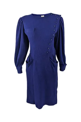 Emanuel Ungaro Vintage 1980s Blue Wool & Angora Dress