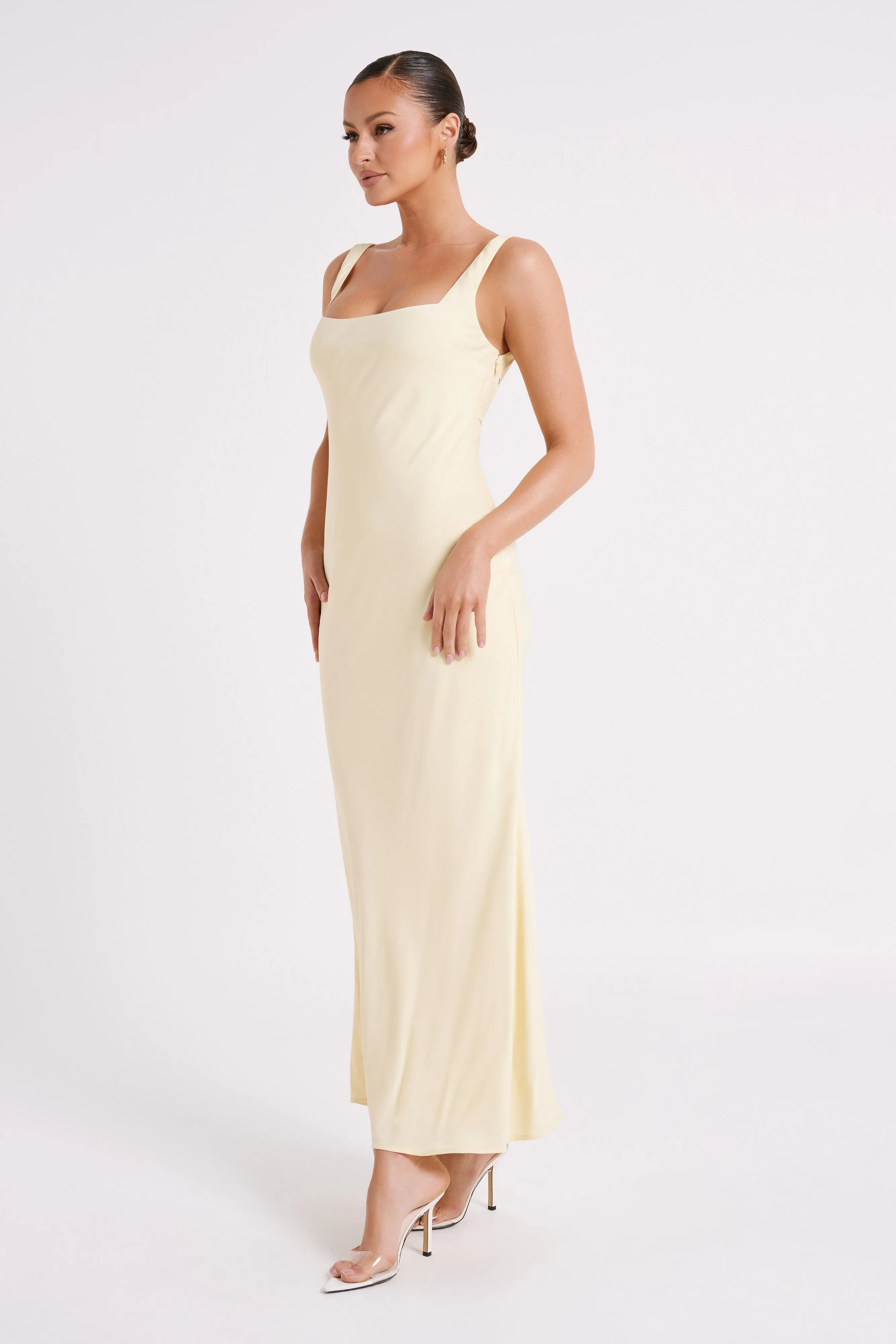 Ensley Satin Maxi Dress - Light Yellow