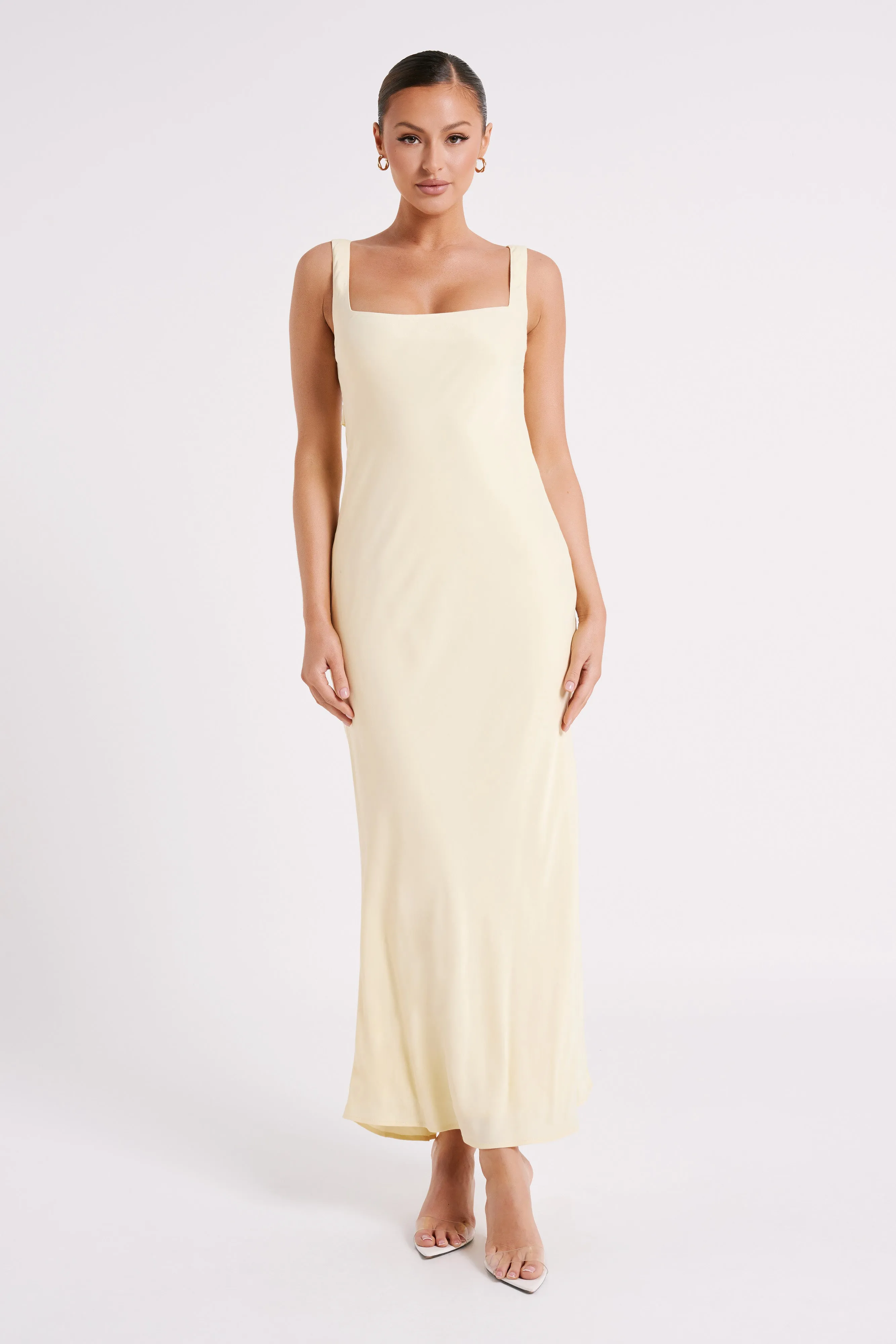 Ensley Satin Maxi Dress - Light Yellow