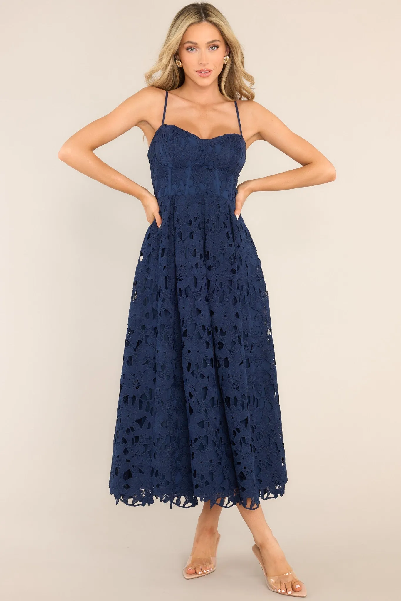 Everything Is Possible Navy Lace Maxi Dress