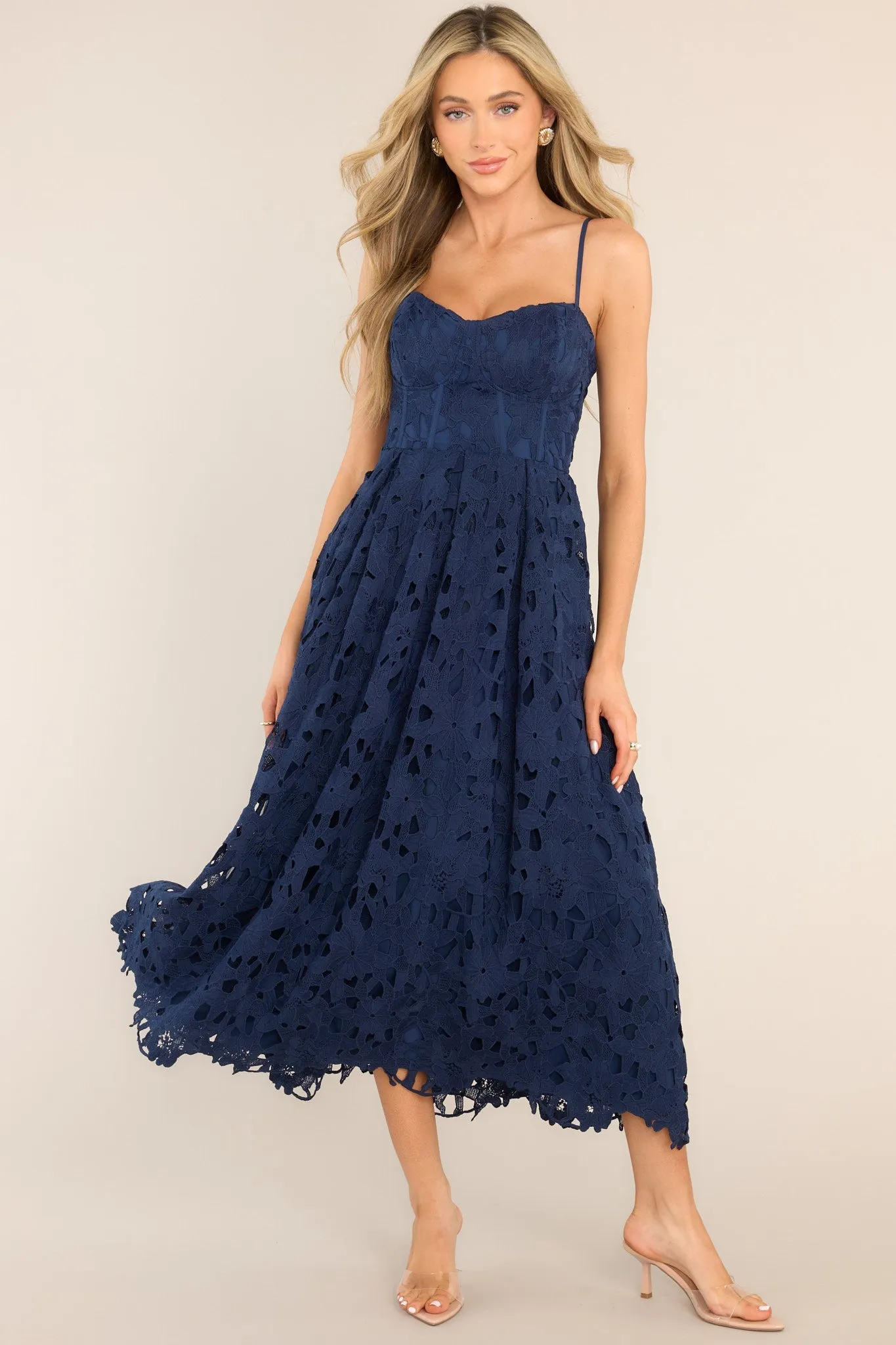 Everything Is Possible Navy Lace Maxi Dress