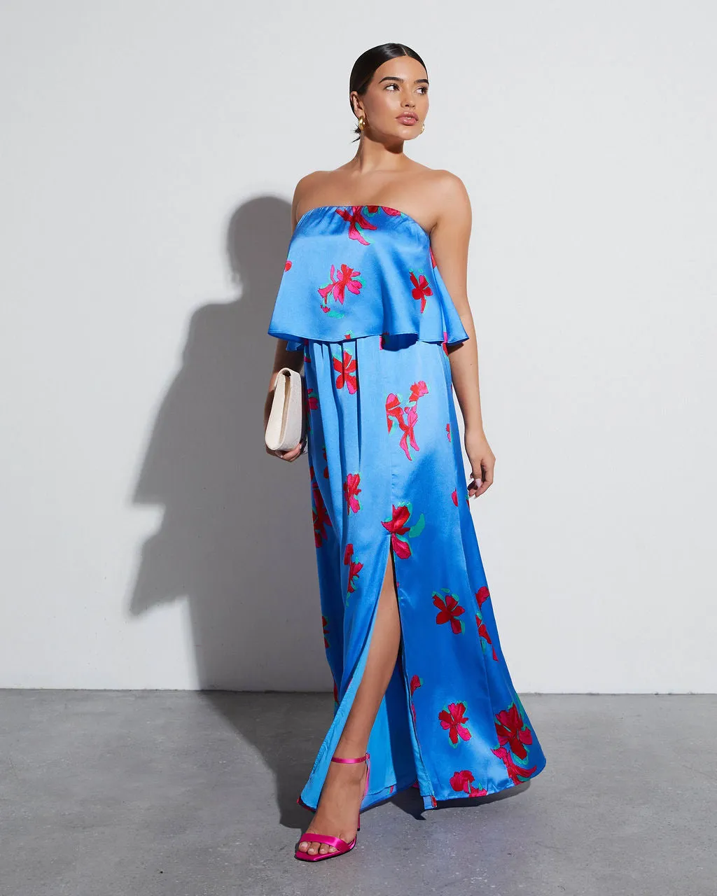 Fancy Plans Off The Shoulder Empire Maxi Dress