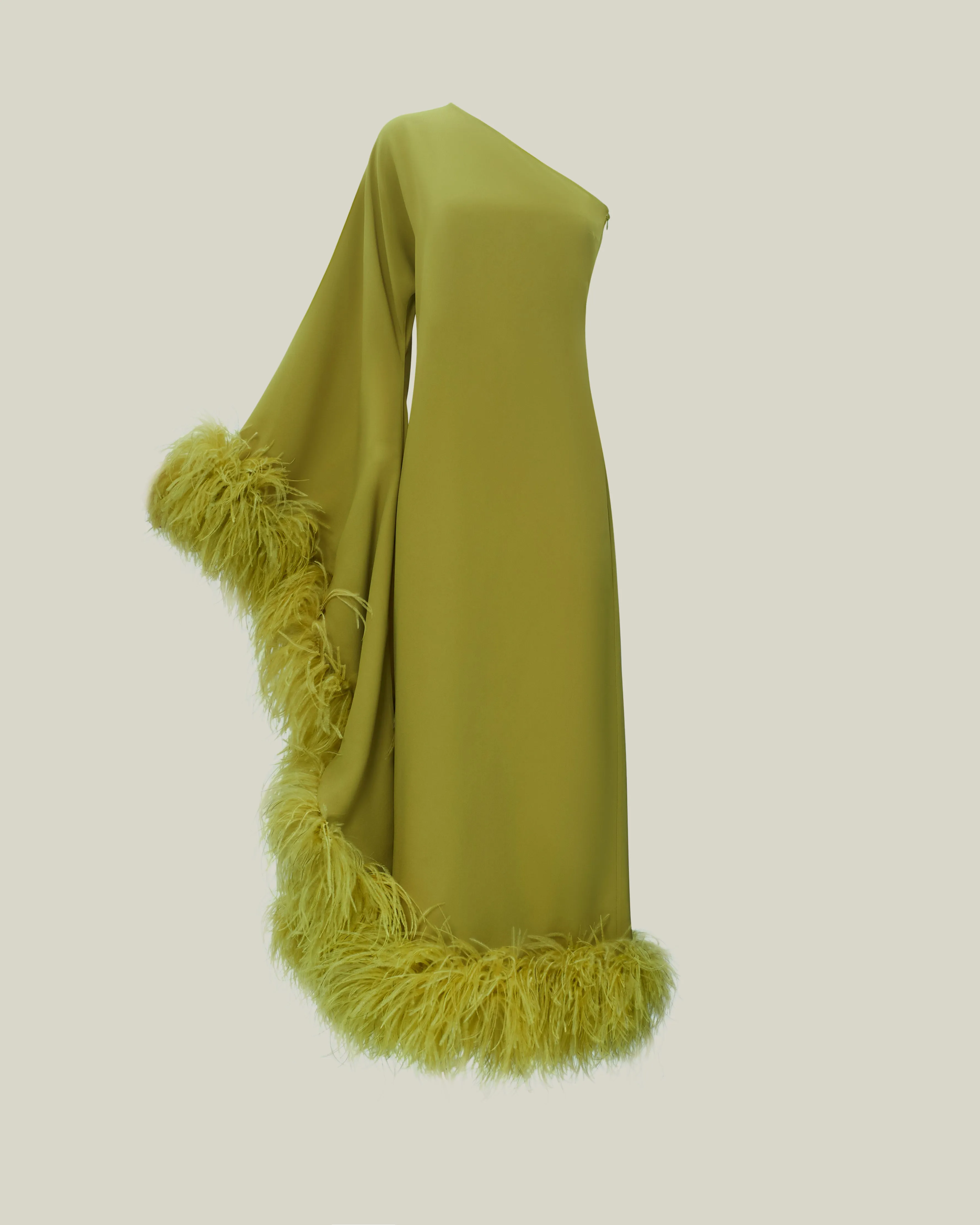 Feathered Balear Dress in Citron