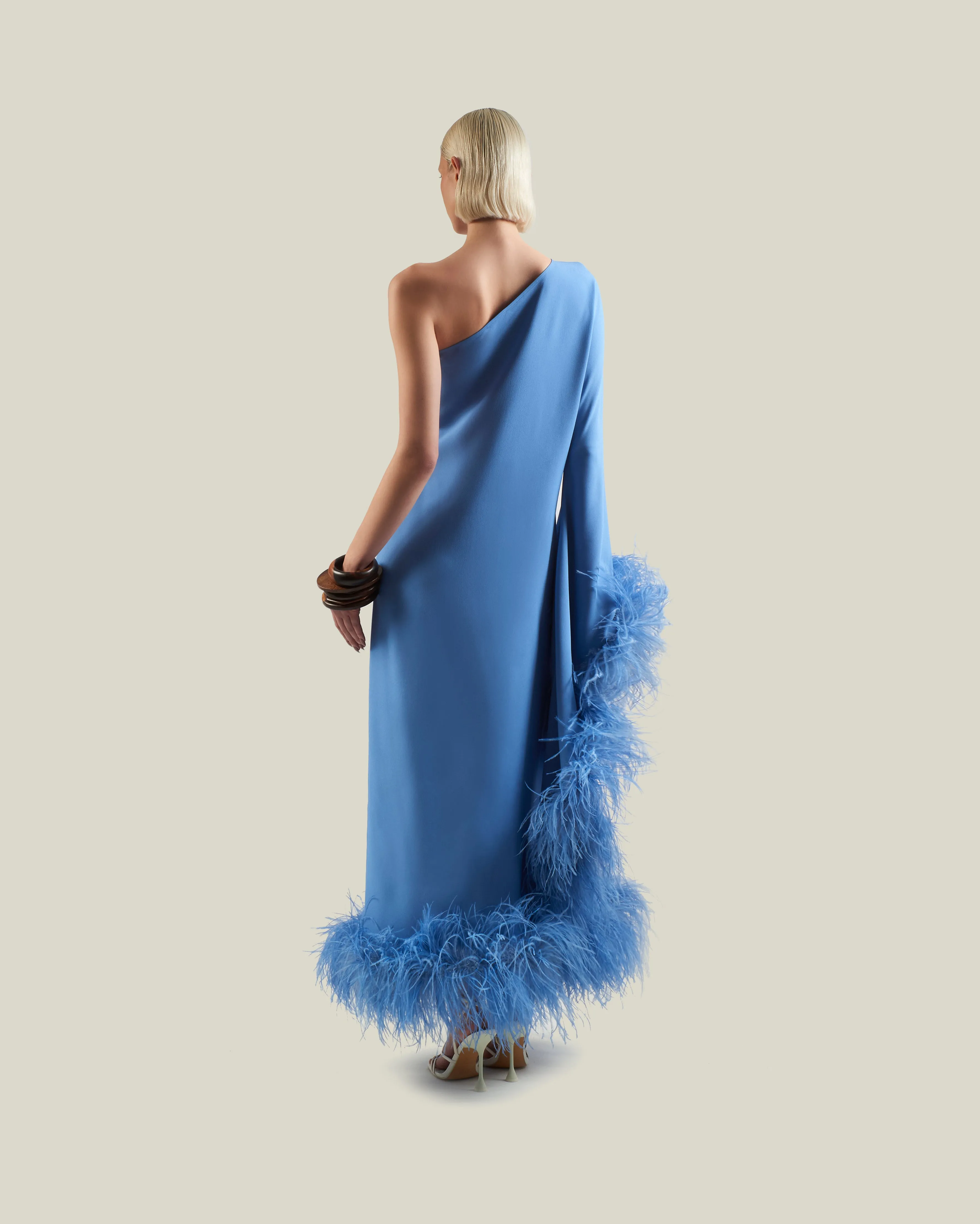 Feathered Balear Dress in Ocean