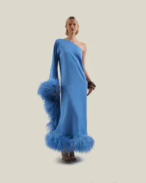 Feathered Balear Dress in Ocean