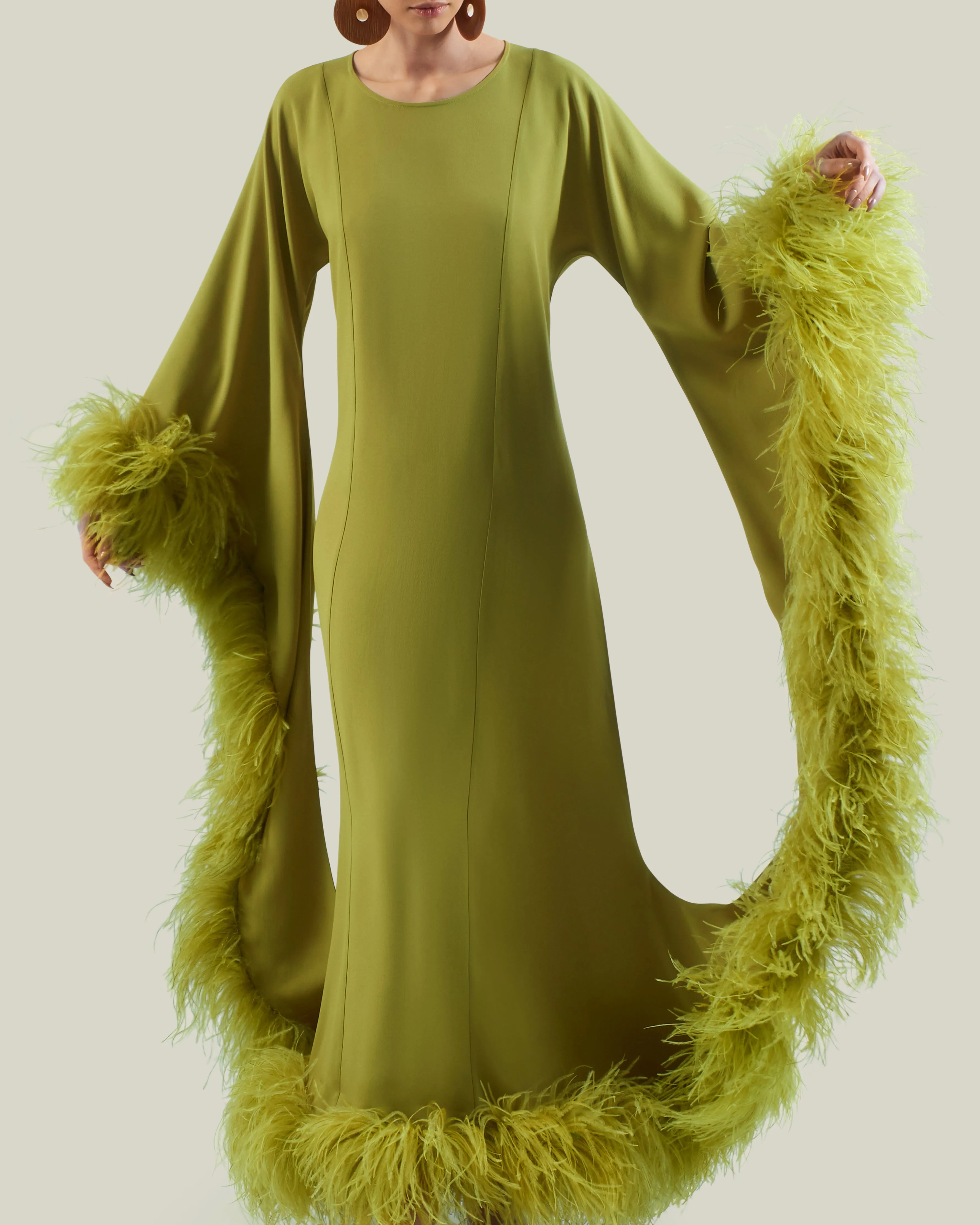 Feathered Moonbar Kaftan in Citron