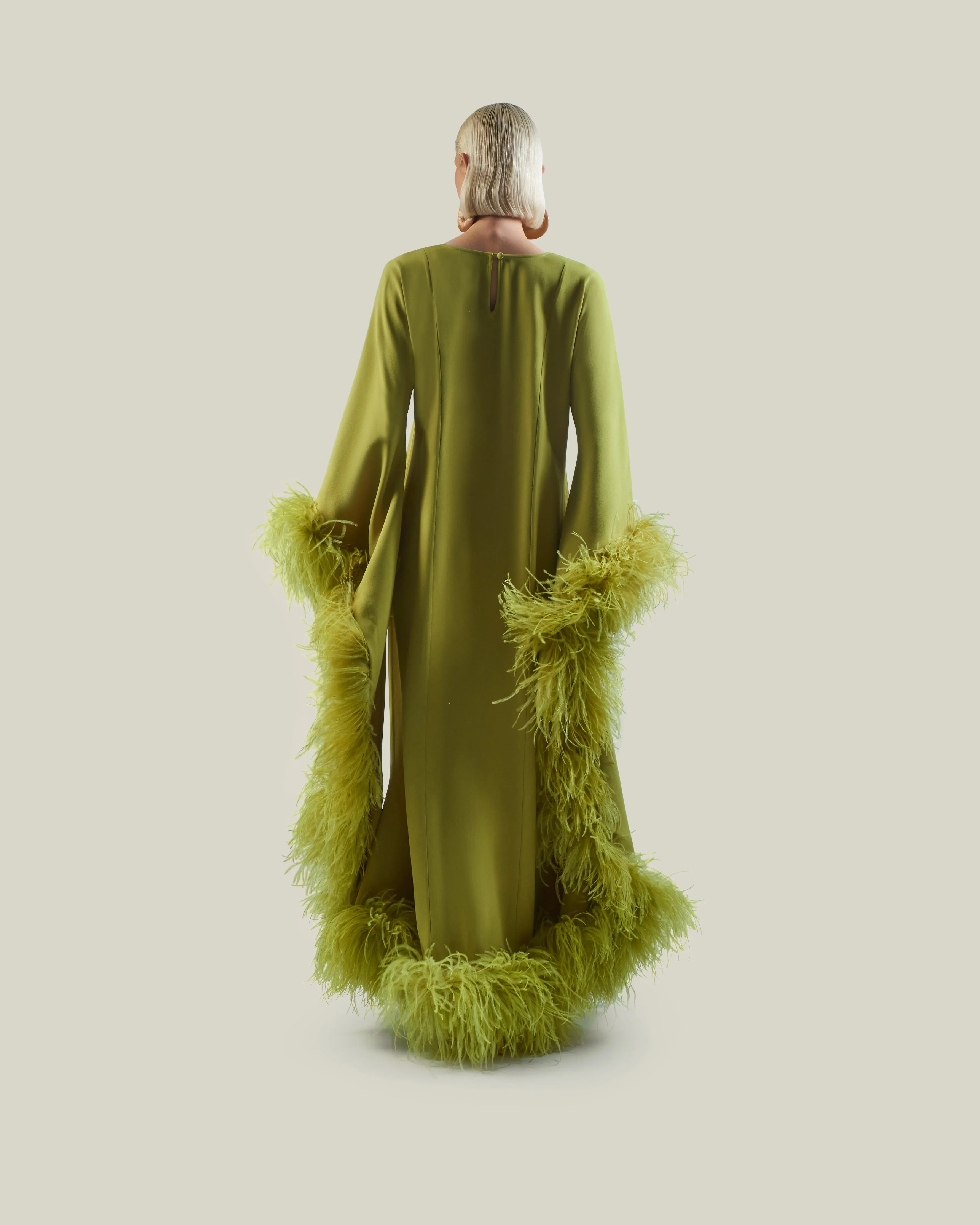 Feathered Moonbar Kaftan in Citron