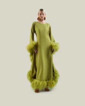 Feathered Moonbar Kaftan in Citron