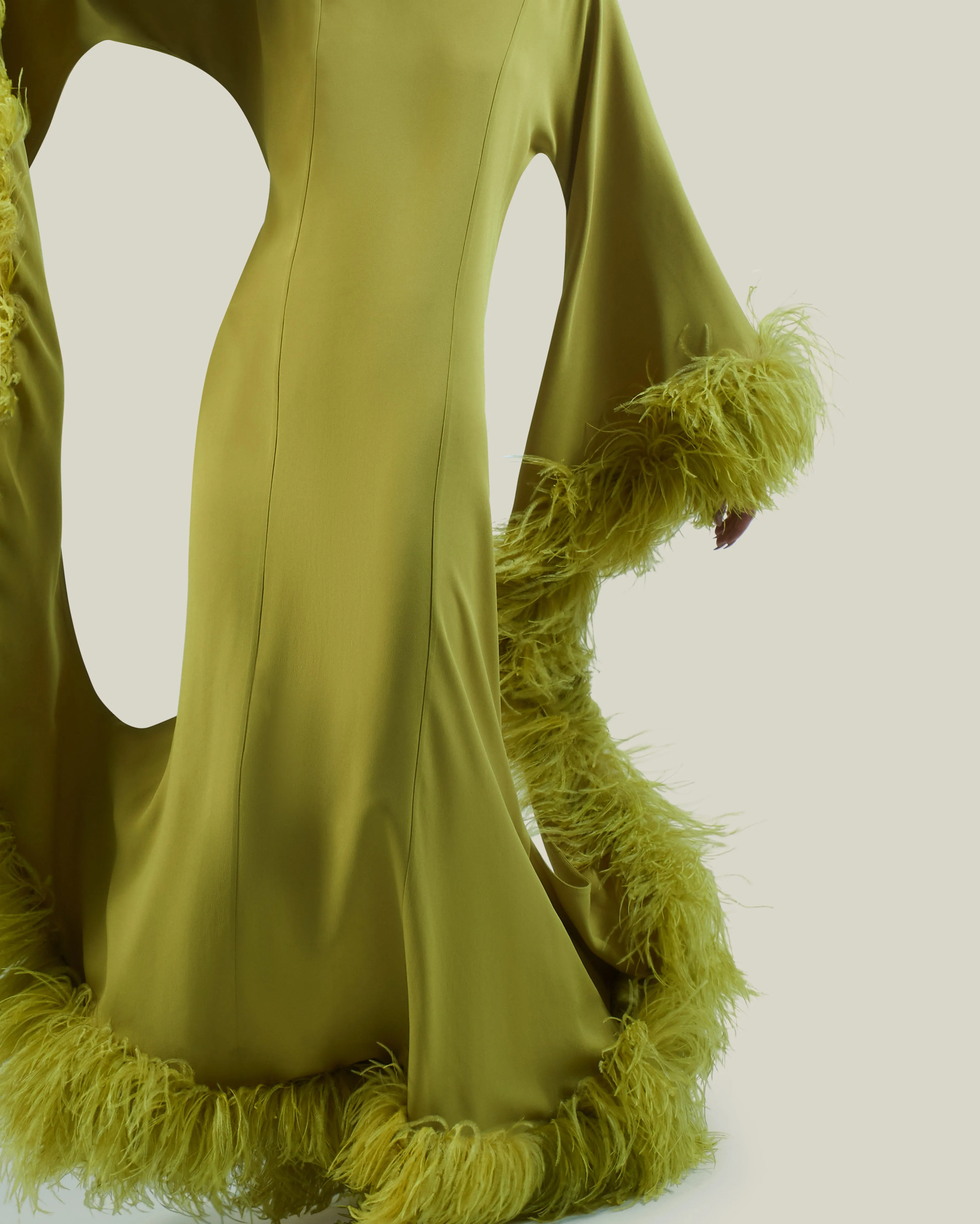 Feathered Moonbar Kaftan in Citron