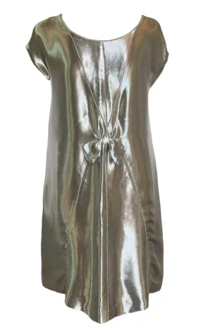 Fendi  Silver Reflective Space Age Bow-Front Shift Dress