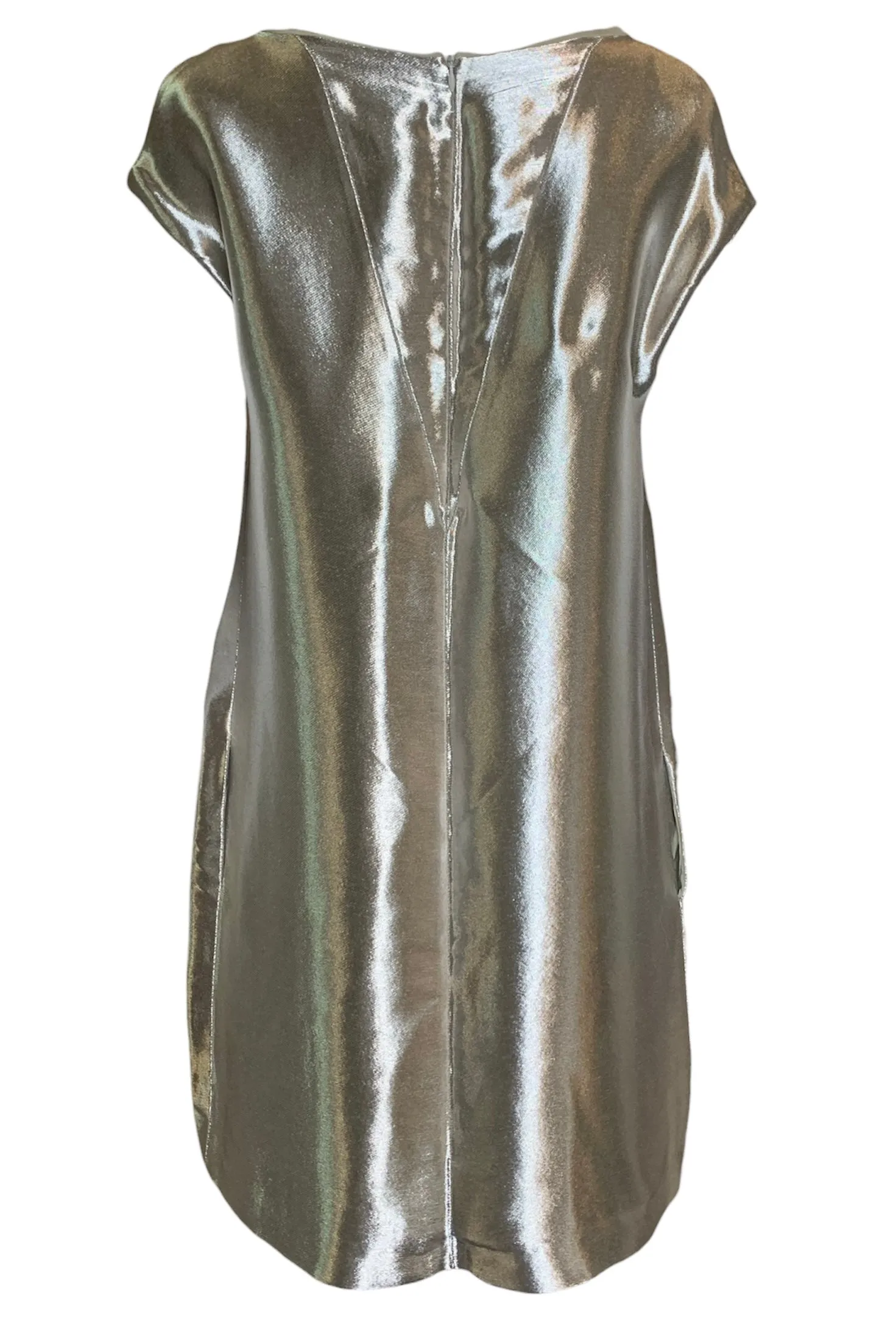 Fendi  Silver Reflective Space Age Bow-Front Shift Dress