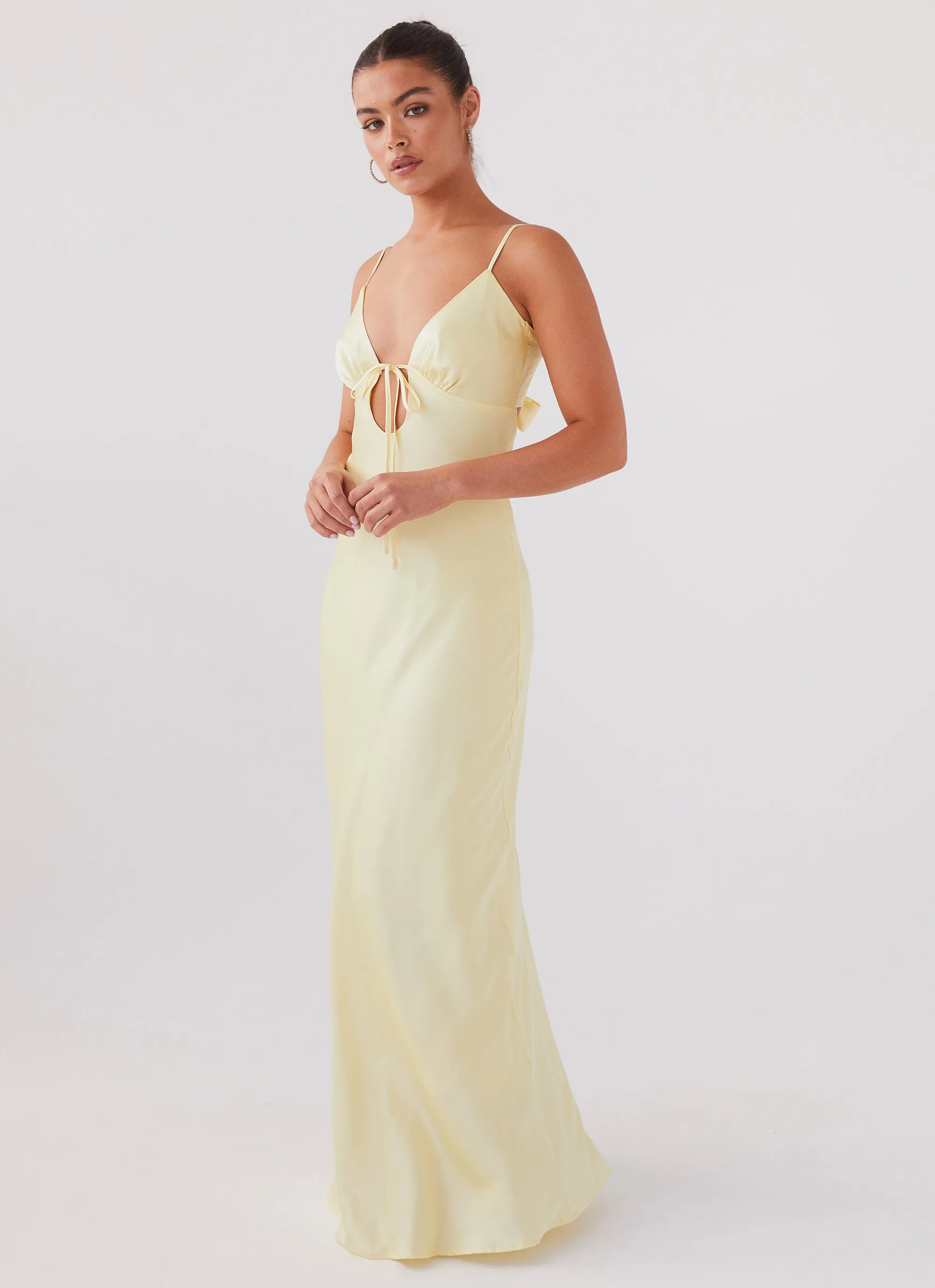 Flora Satin Maxi Dress - Lemon