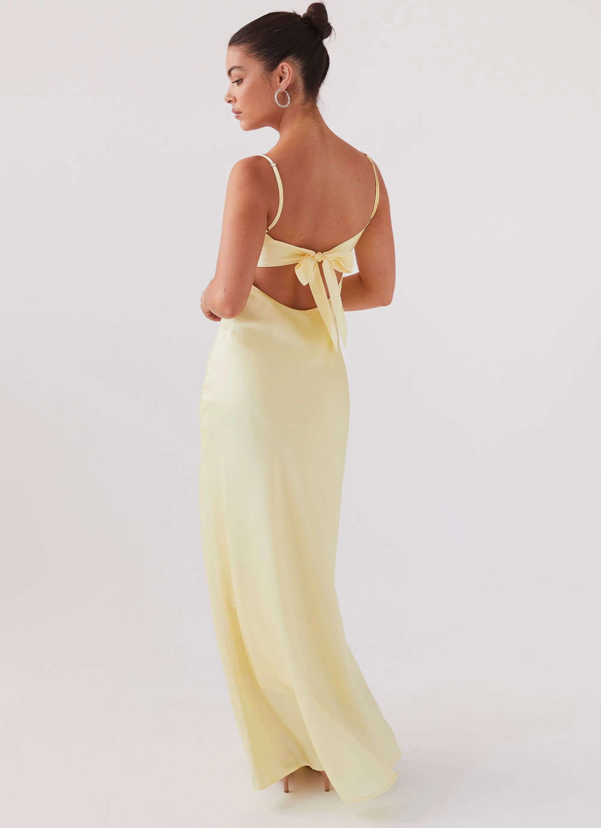 Flora Satin Maxi Dress - Lemon