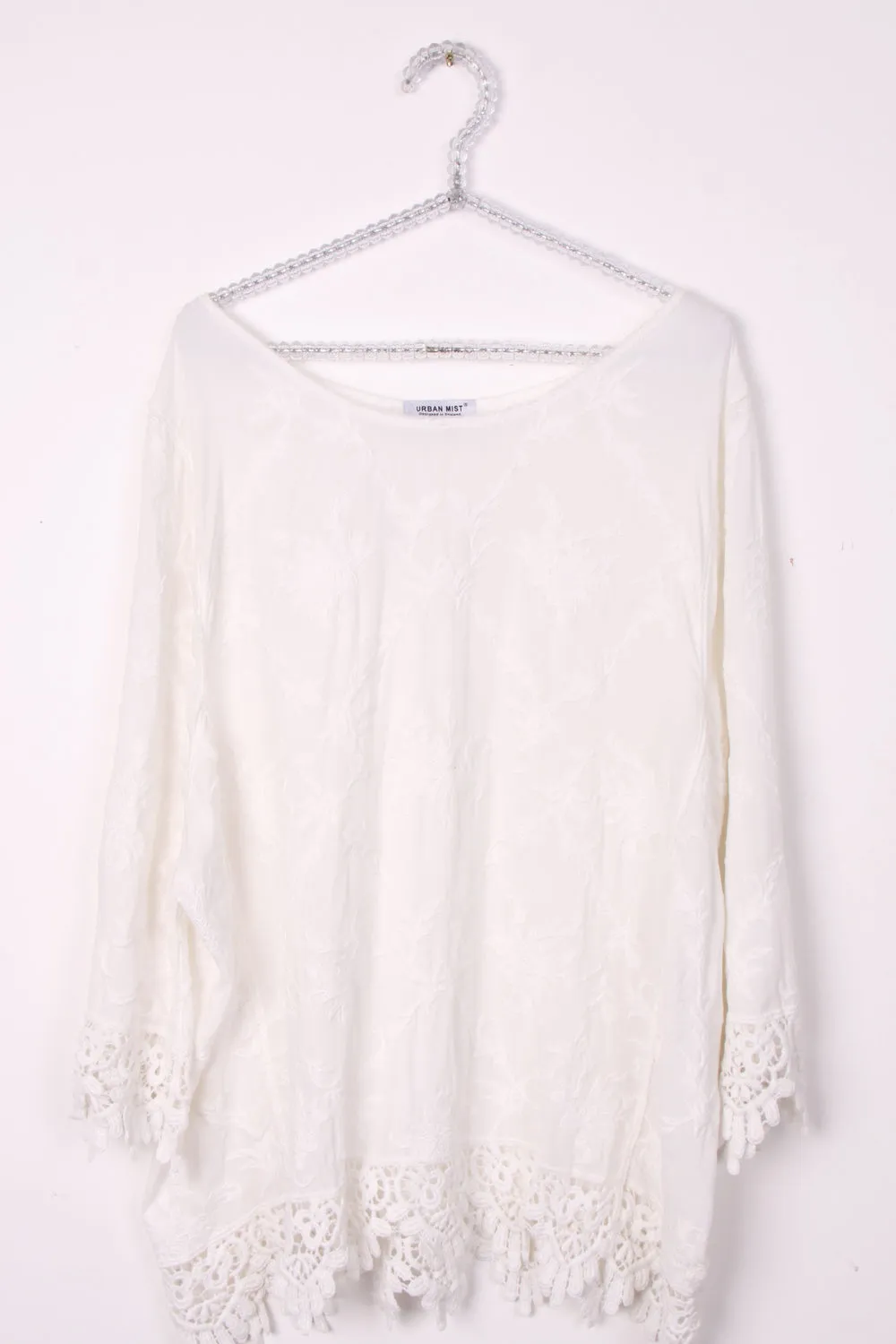 Floral Lace Trim Loose Kaftan Top