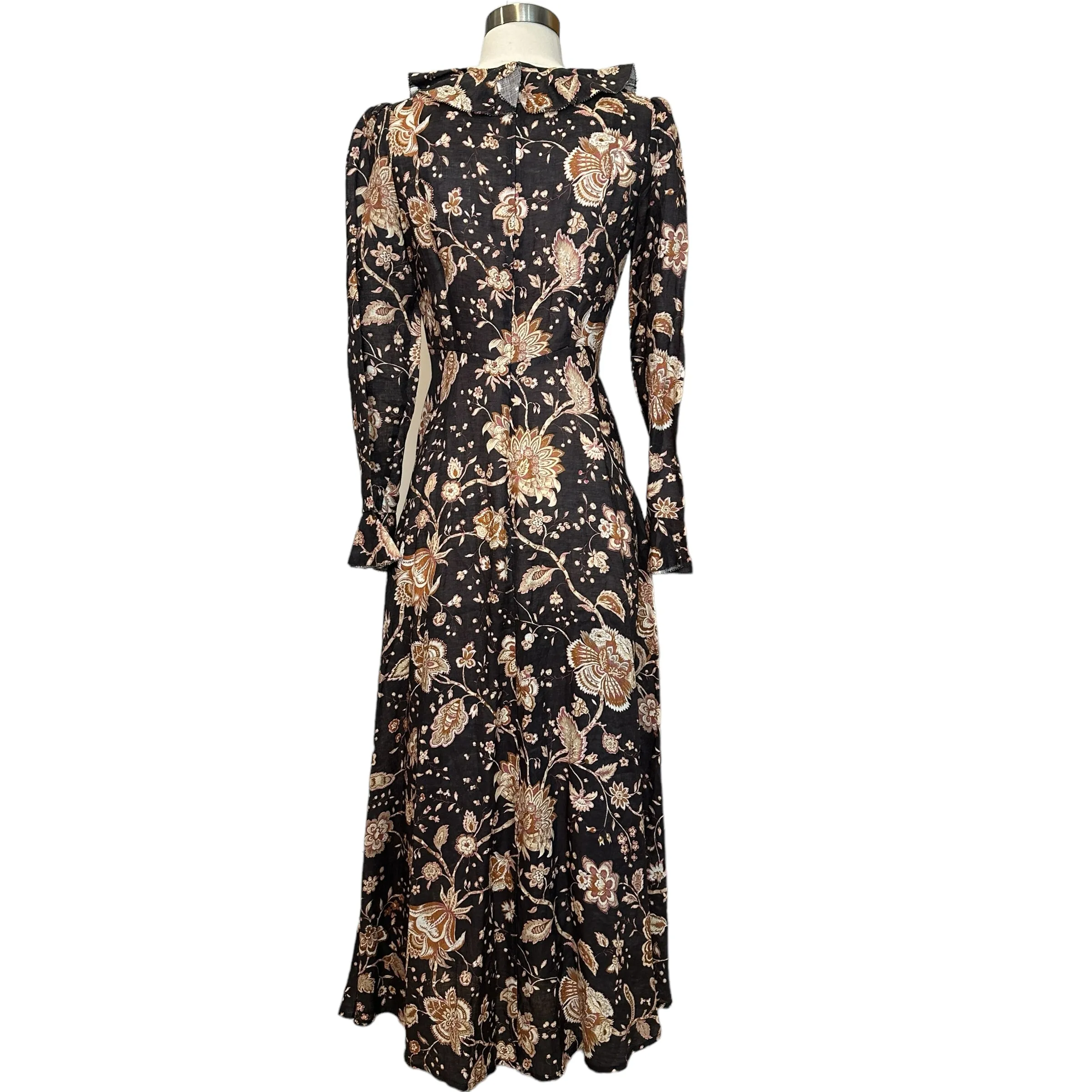 Floral Maxi Linen Dress - M