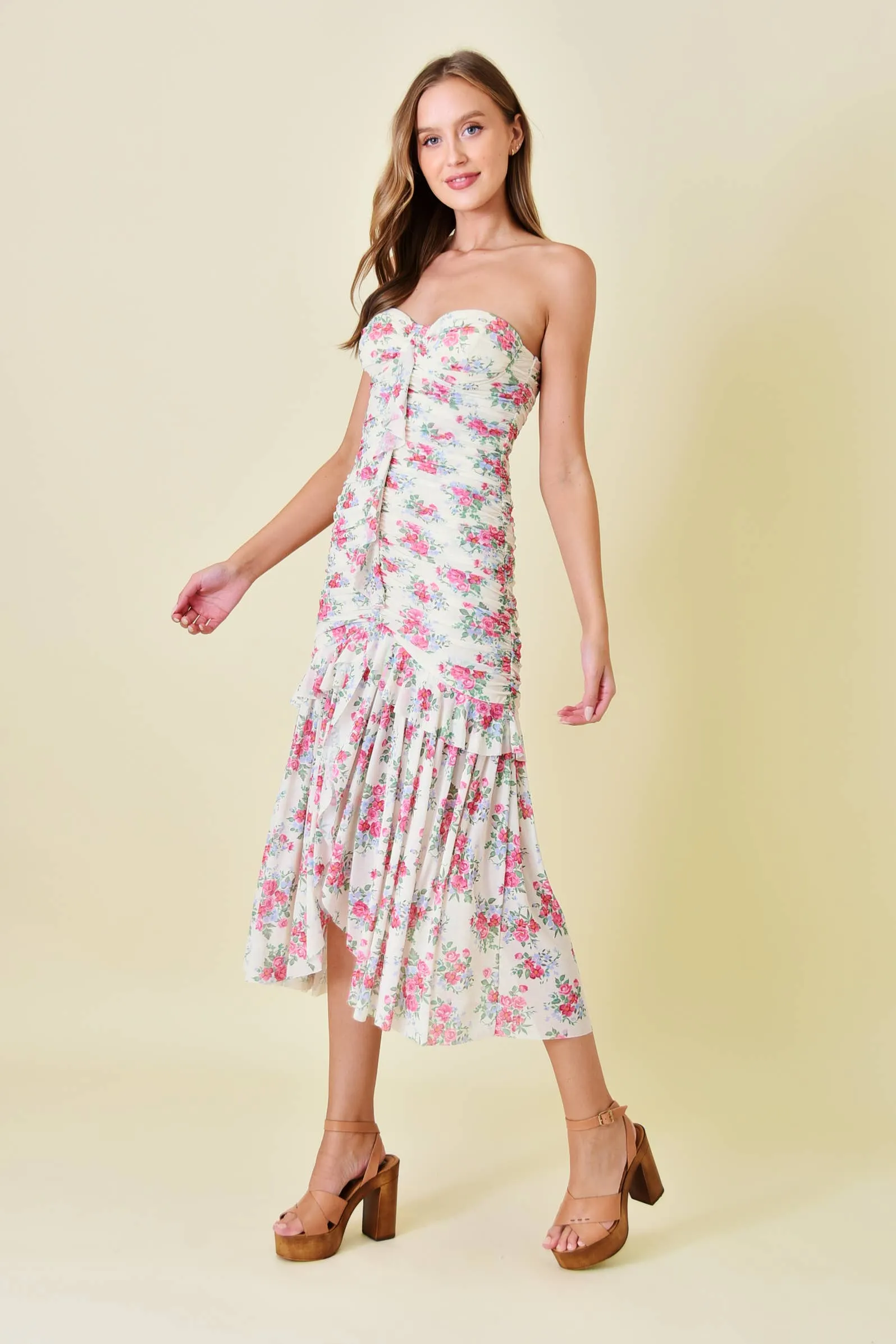 Floral Strapless Maxi Dress