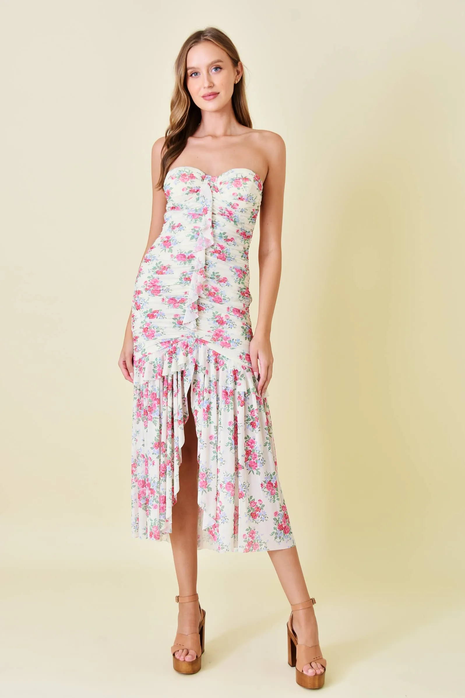 Floral Strapless Maxi Dress