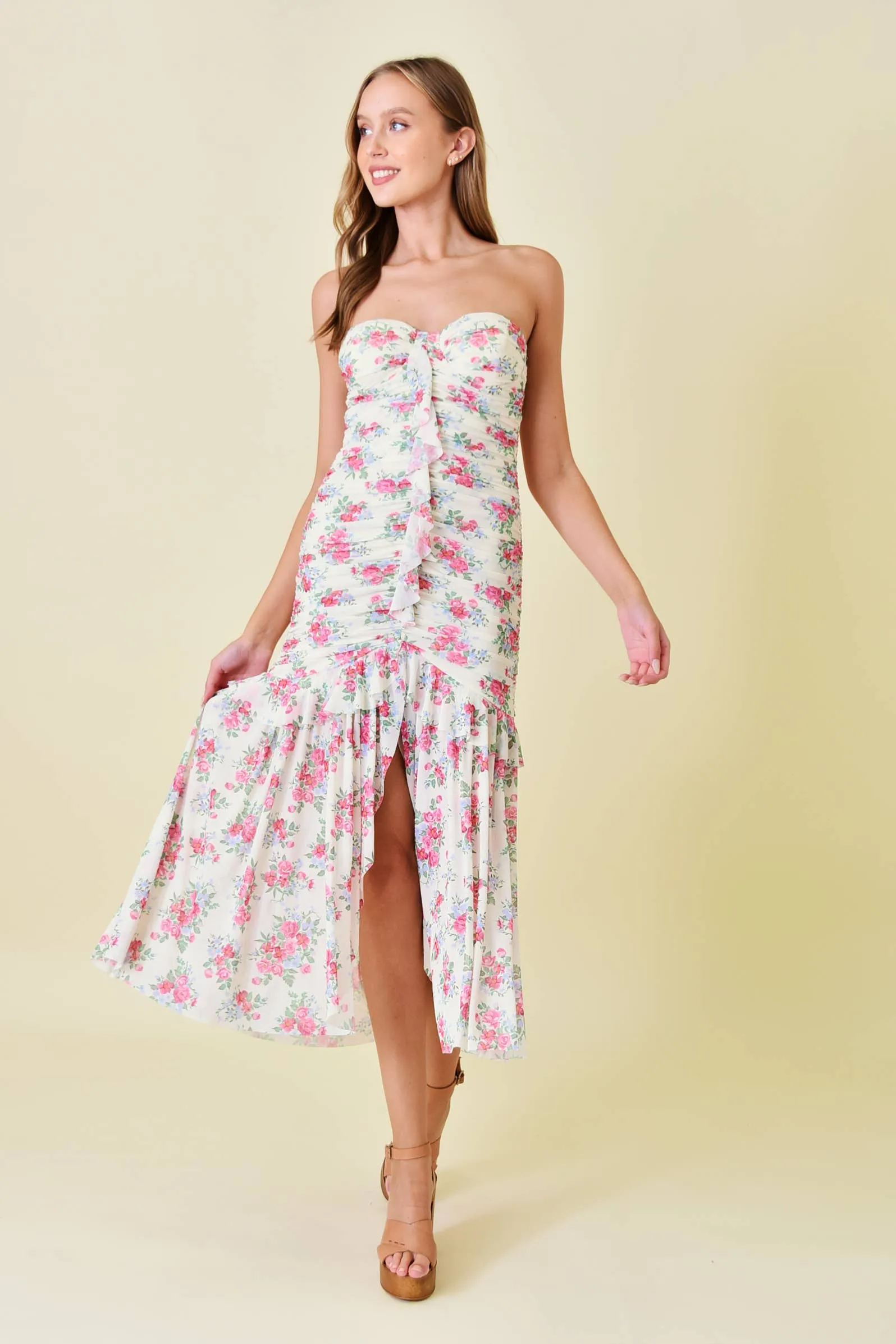 Floral Strapless Maxi Dress