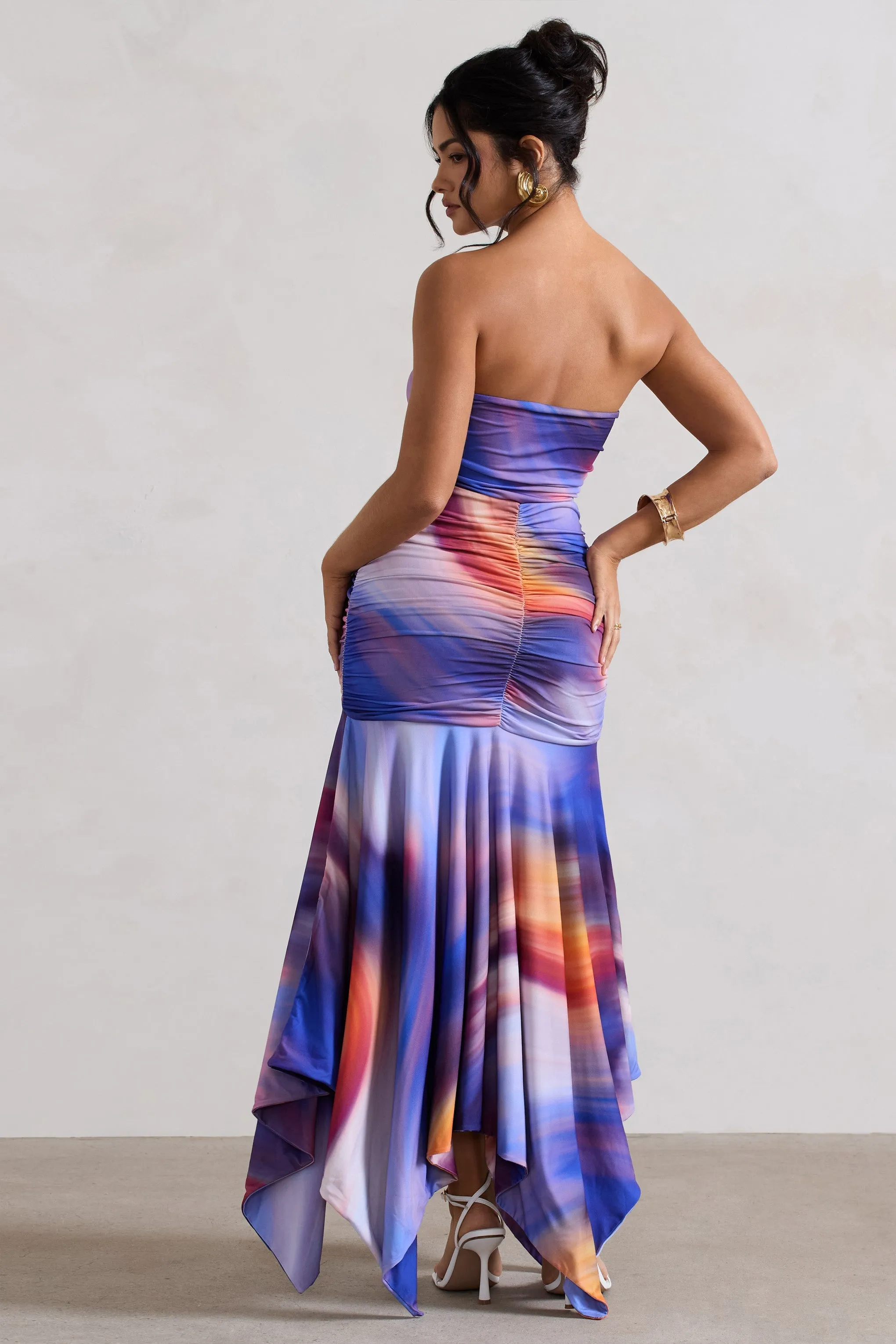 Florianne | Ombre Print Ruched Bandeau Midi Dress