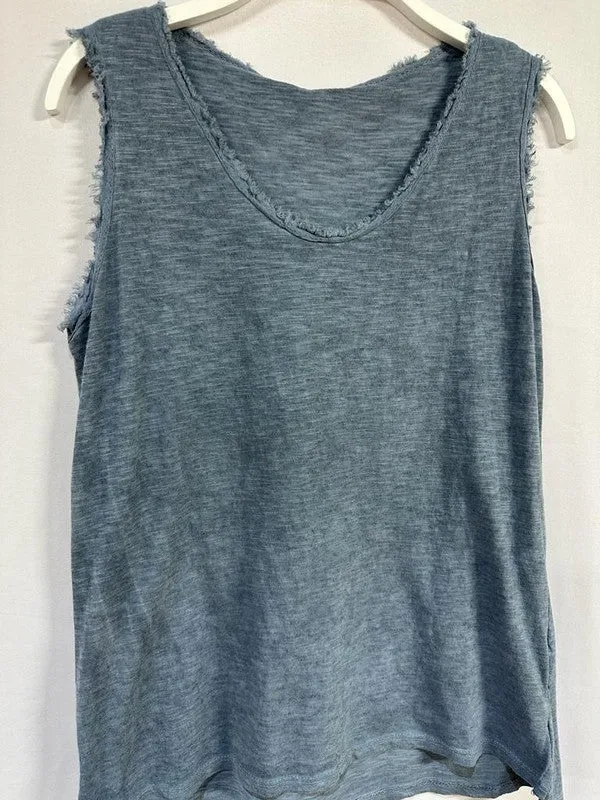 FRINGED SEAM TANK TOP (SLATE BLUE)