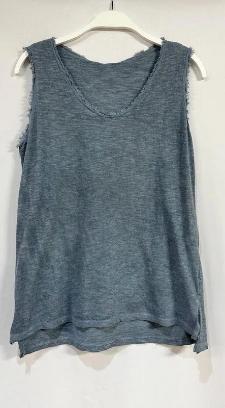 FRINGED SEAM TANK TOP (SLATE BLUE)