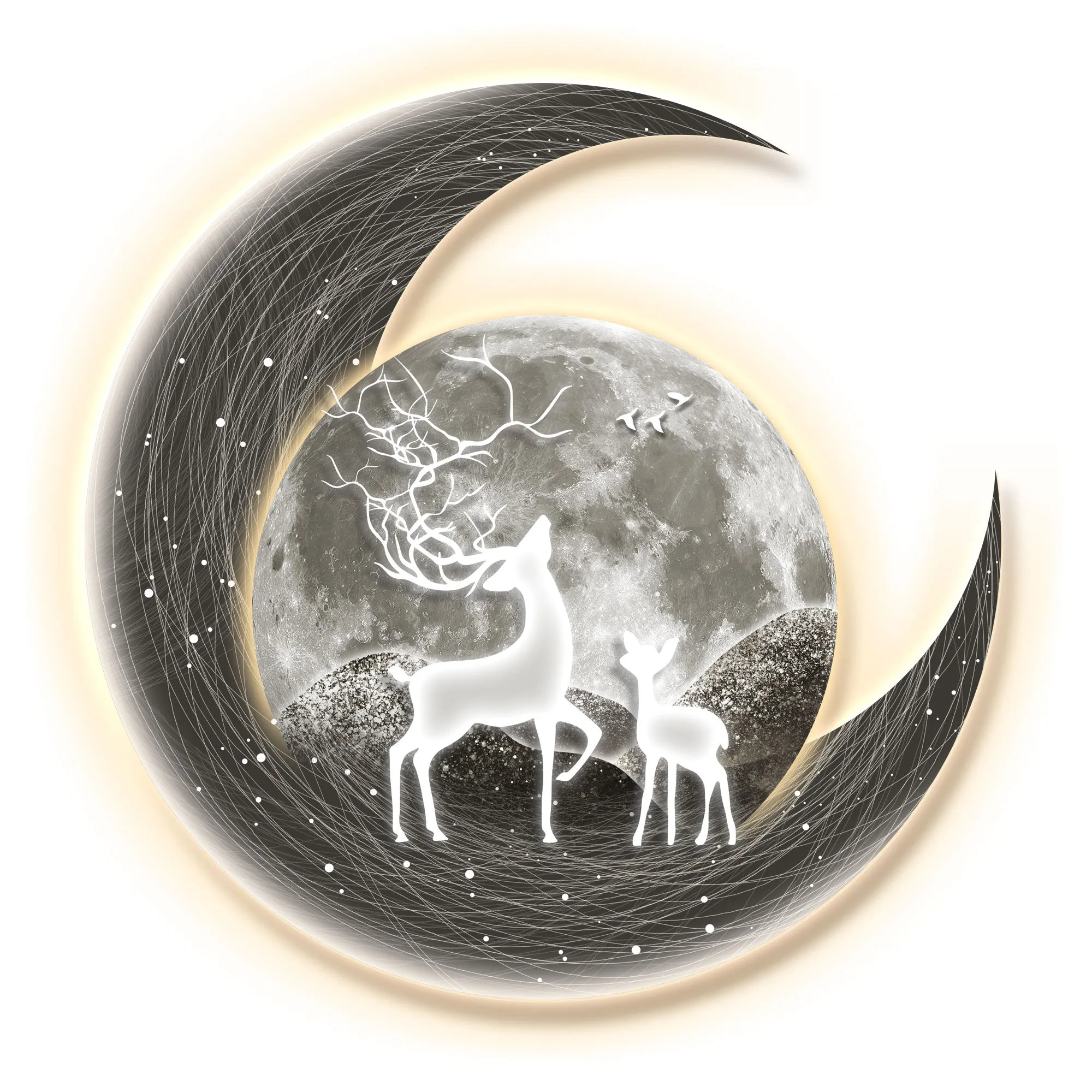 Futuristic Wall Art Gray Planet Travel Elk