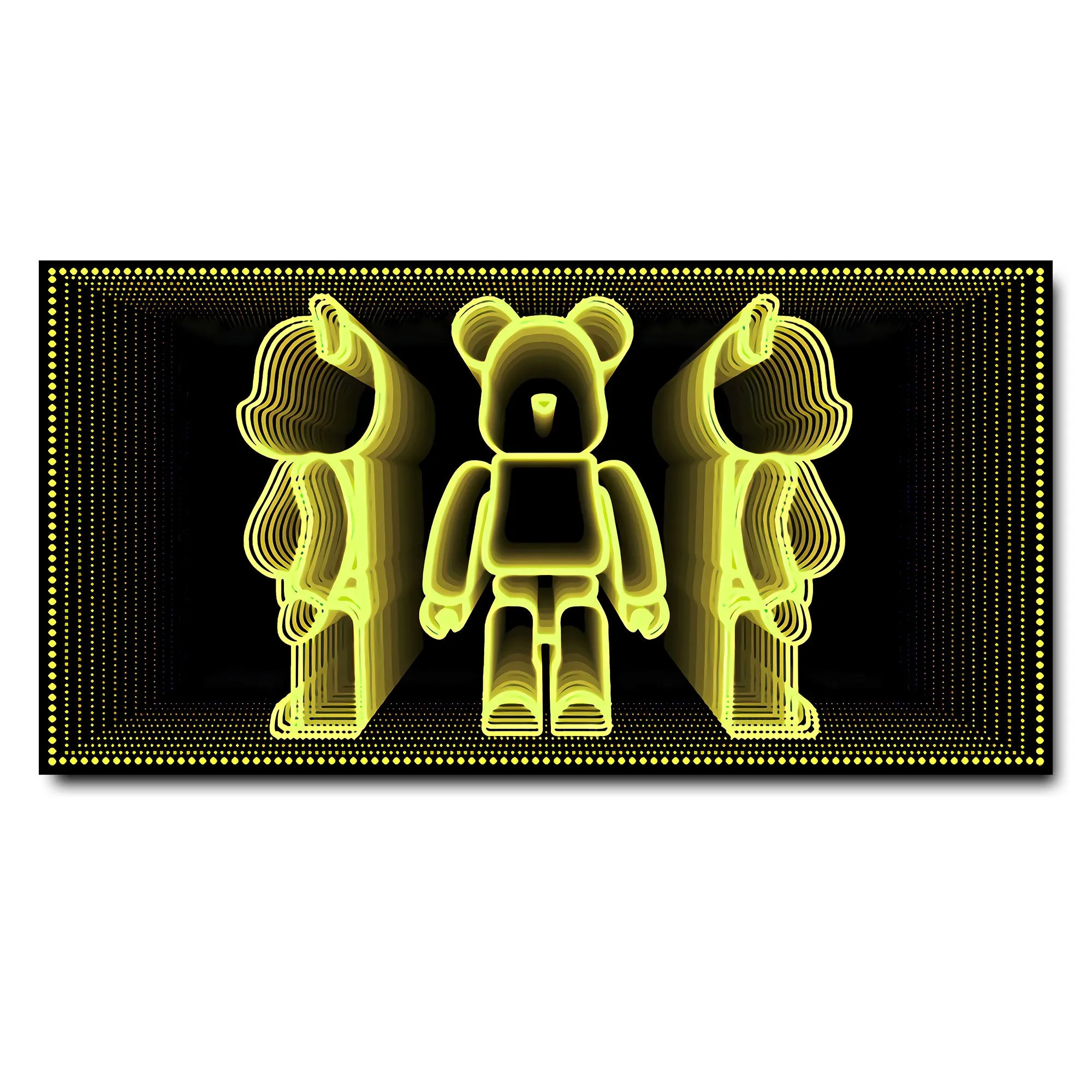 Futuristic Wall Art Yellow LED Bearbrick