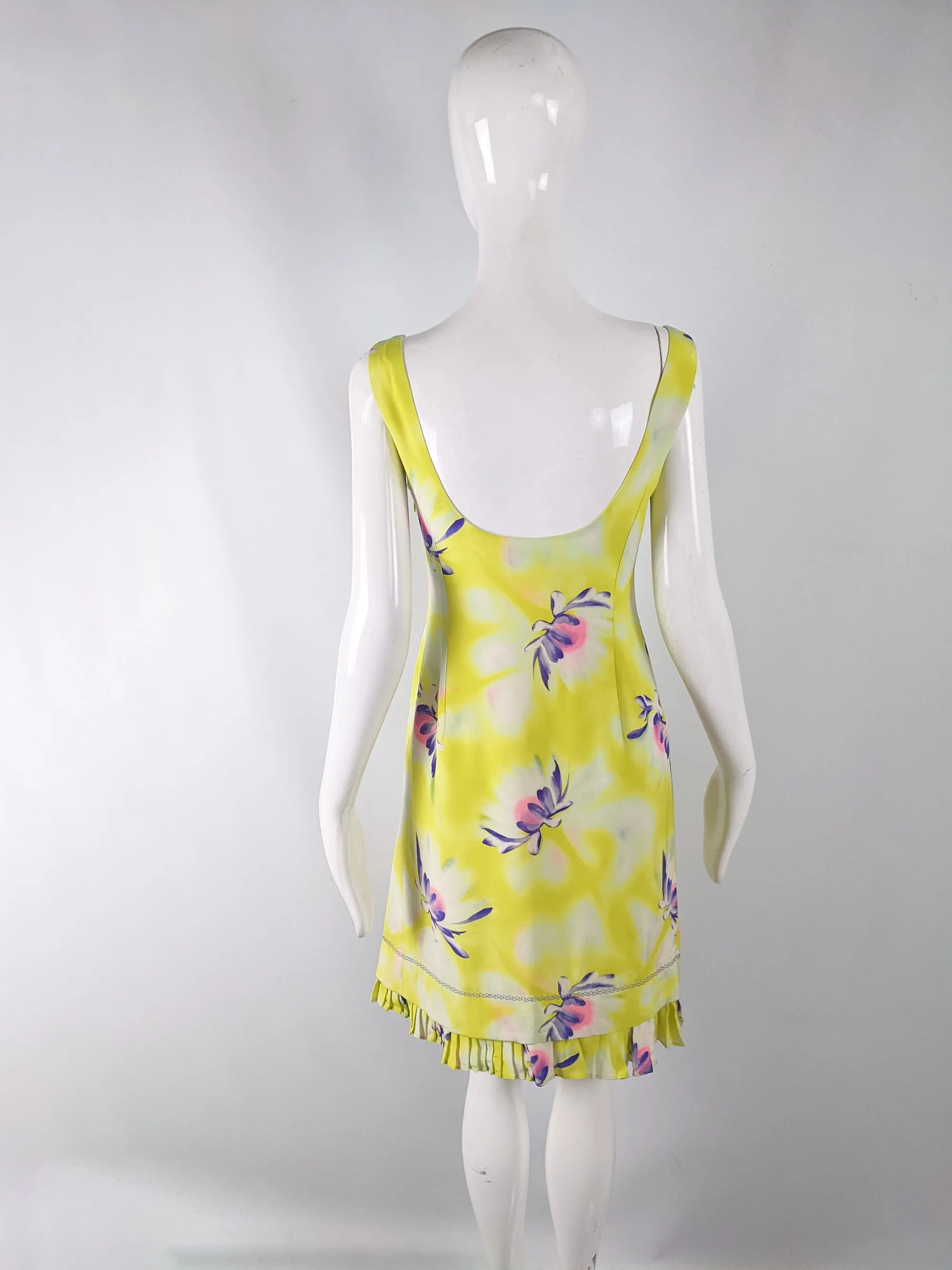 Gianni Versace Vintage Yellow Silk Floral Dress, 1990s