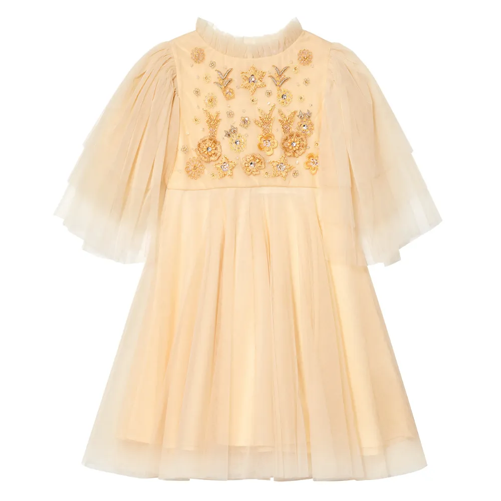 Gilded Floral Tulle Dress