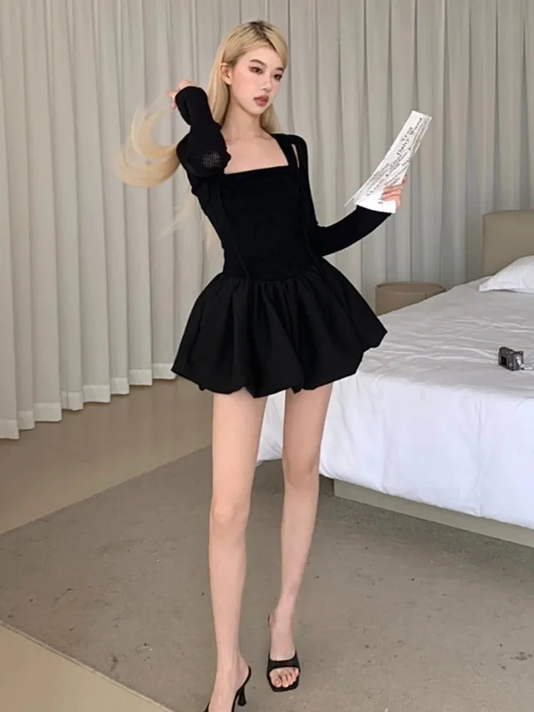 Girlary 2024 Spring Korean Style Elegant New Dress Women Sexy Hot Sweet Y2k Vintage Dress Female French Retro High Waist Fashion Clothes