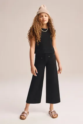 Girls Jeans DL1961 Lily High-Rise Crop Wide Leg - Black