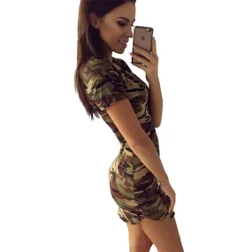 Green Camouflage Sexy Summer Dress