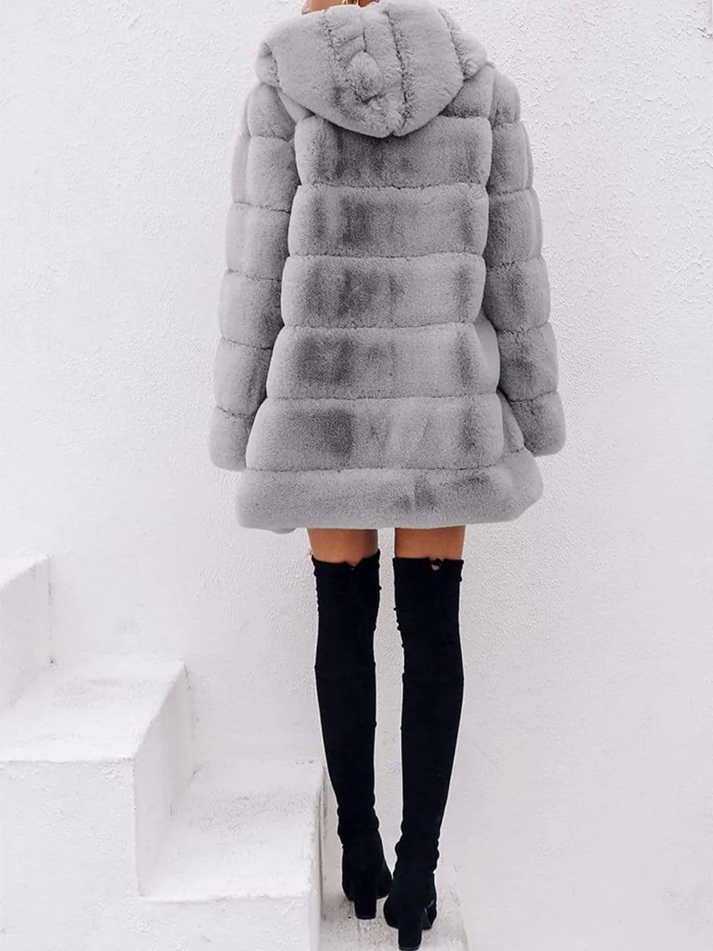 HALEY Faux Fur Overcoat in Gray