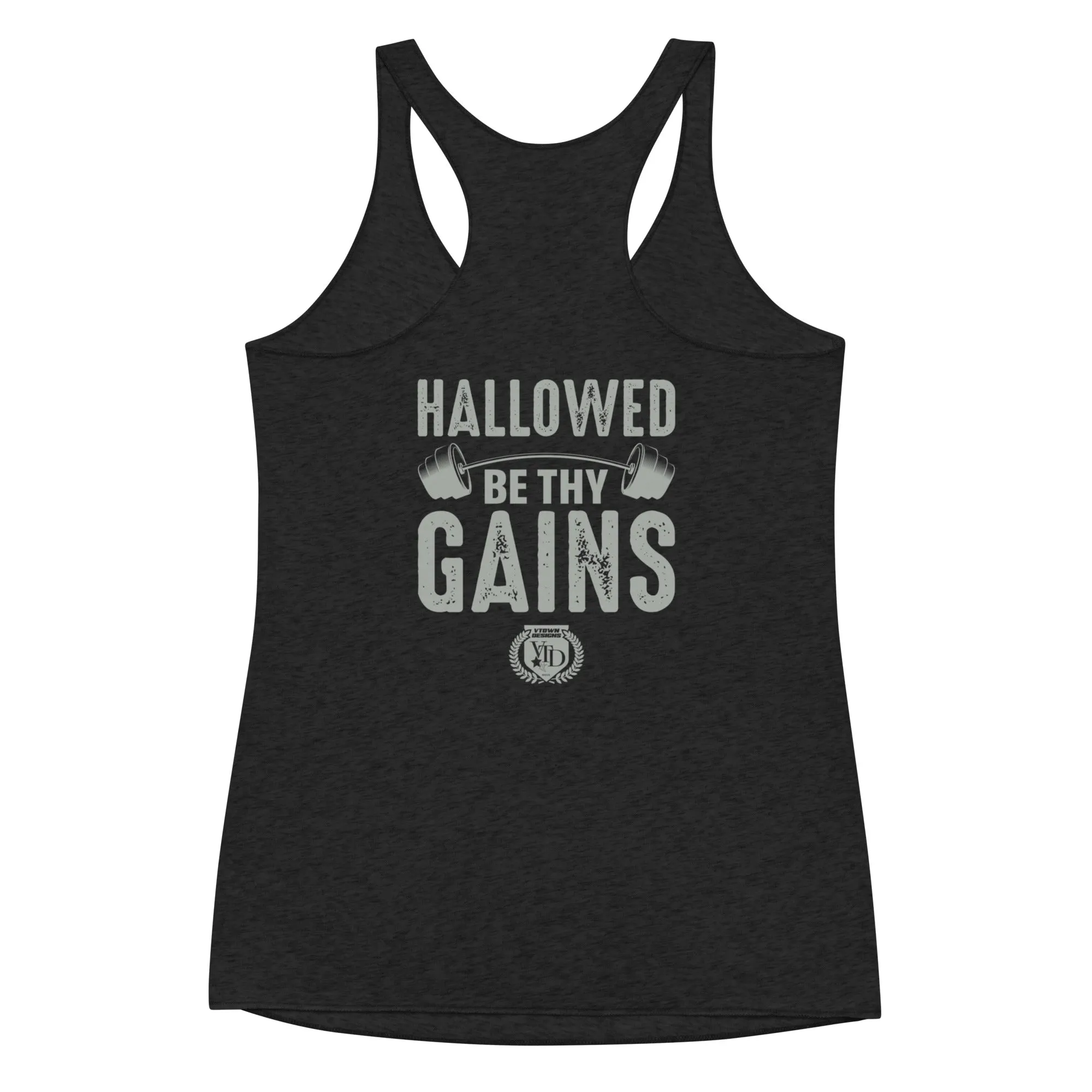 Hallowed Be Thy Gains Racerback Tank for Gym Fans