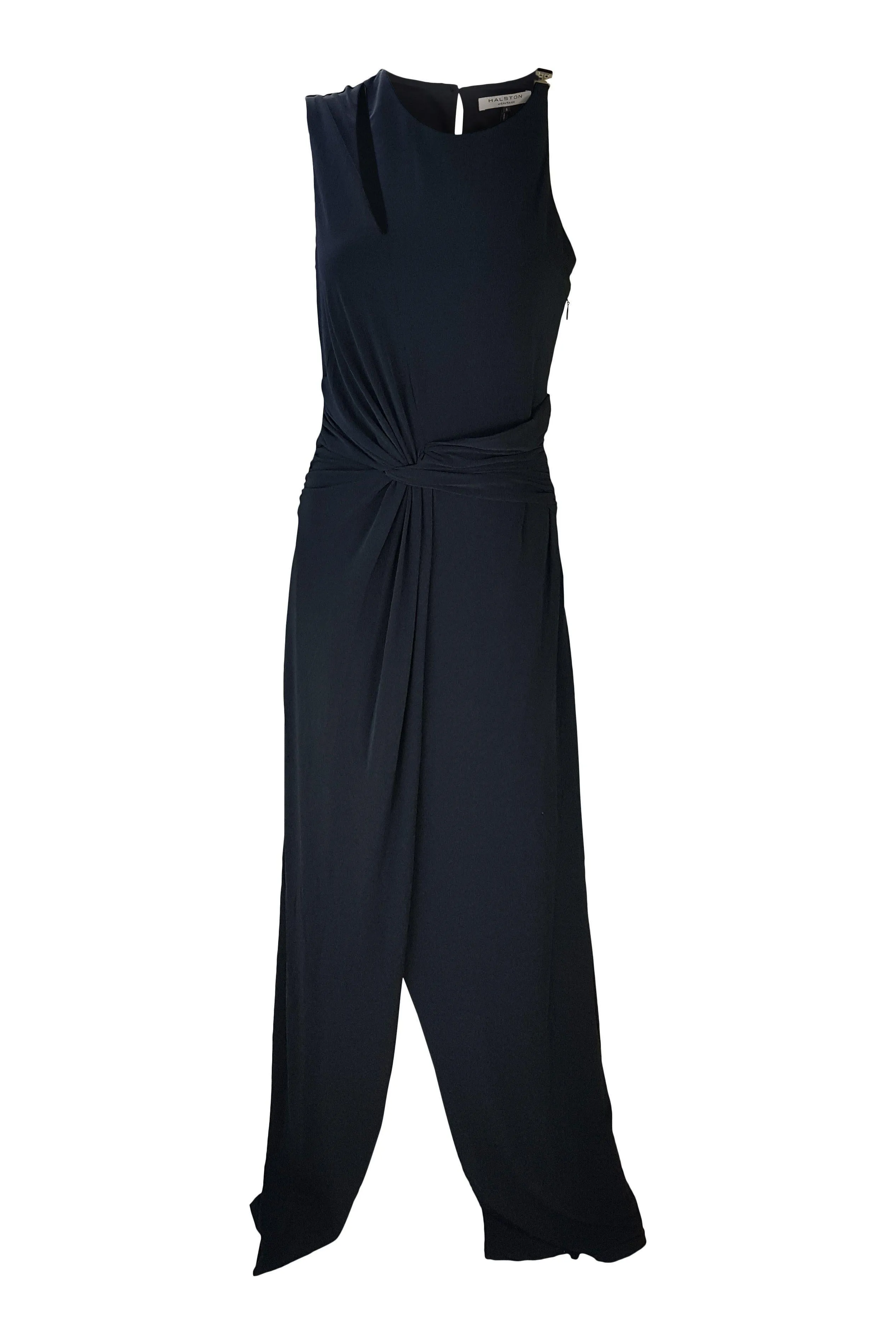 HALSTON HERITAGE Black Jersey Sleeveless Maxi Dress (UK 6)