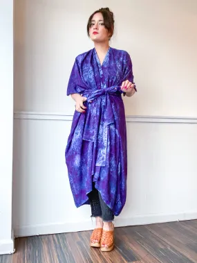 Hand-Dyed High Low Kimono Deconstructed Blue