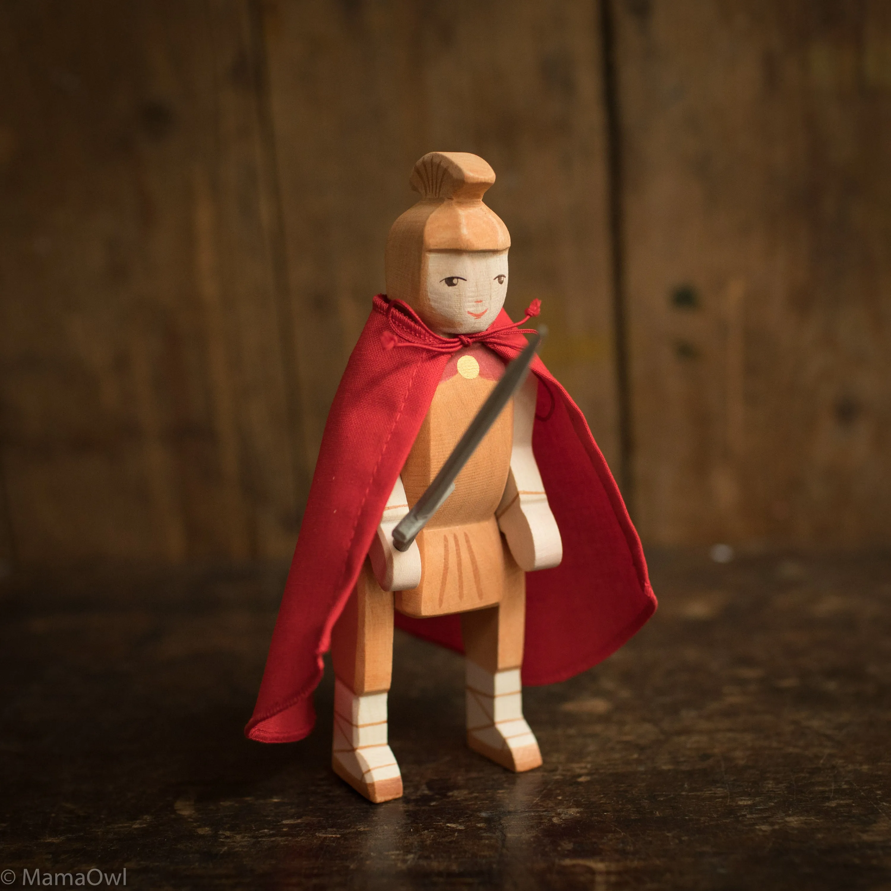 Handcrafted Wooden St Martin's Knight with Cape & Sword