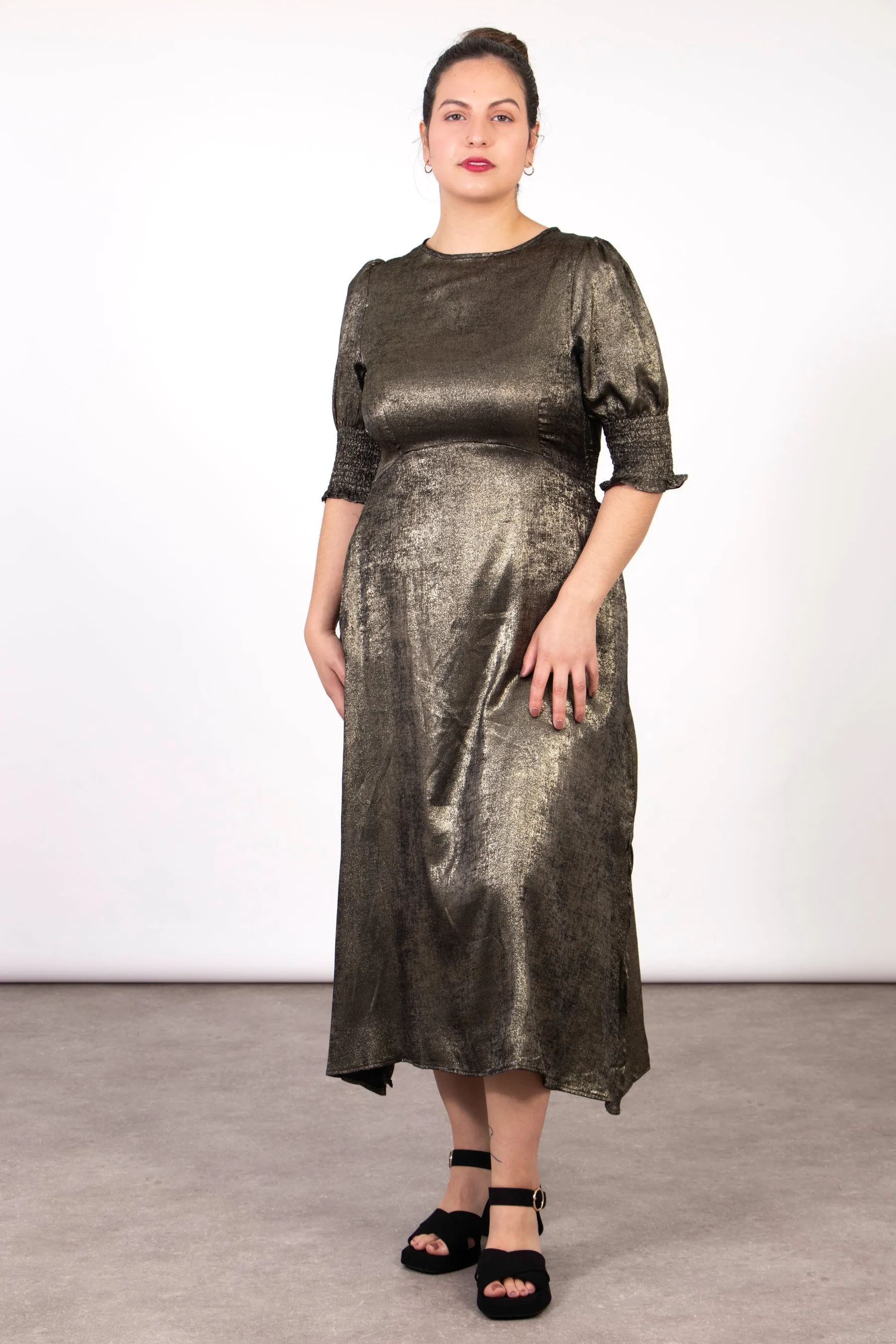 Hazel Dress in Gold Metallic