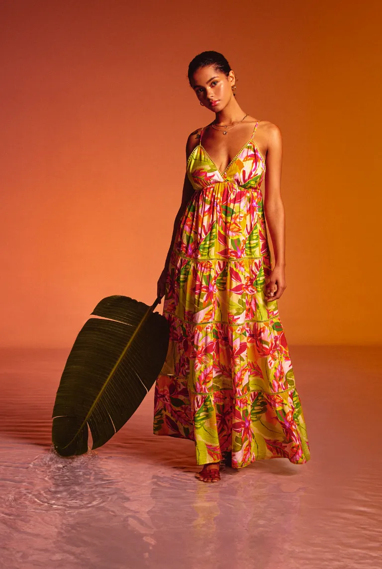 Hibiscus Tiered Maxi Dress