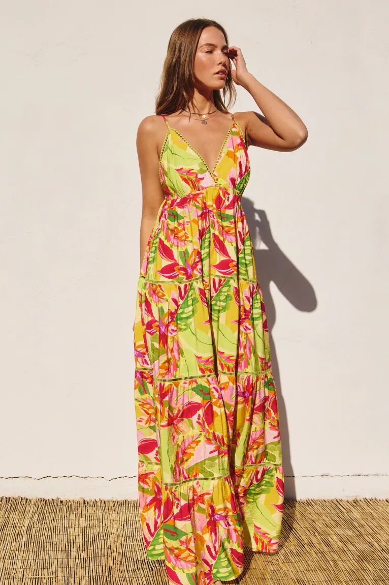 Hibiscus Tiered Maxi Dress