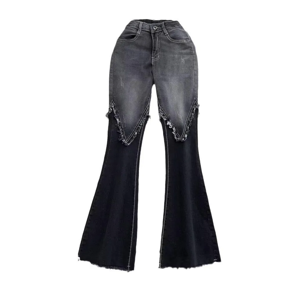 High-elasticity boot-cut denim jeans